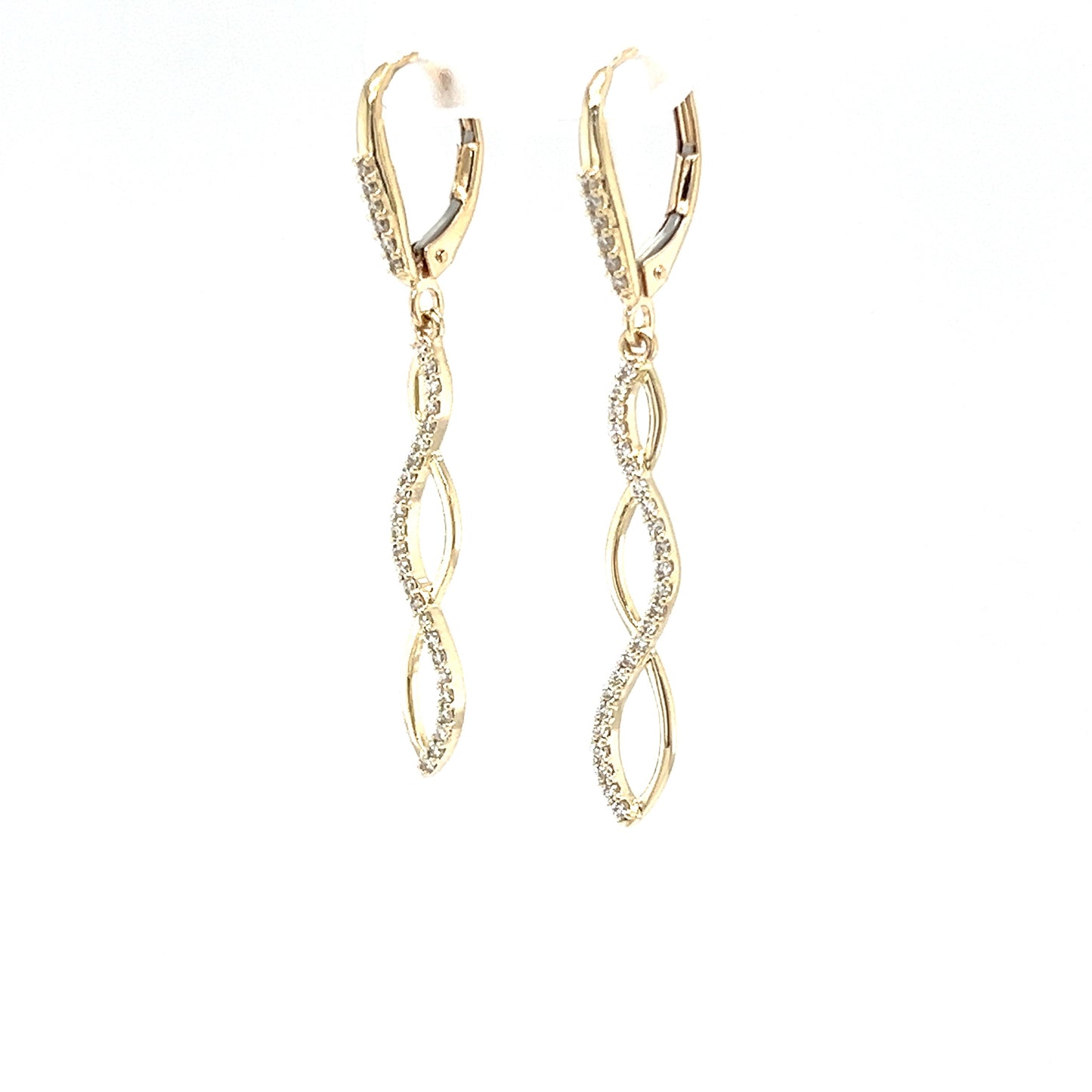 Infinity Dangle Earrings with 0.3CTW of Diamonds in 14K Yellow Gold Side 2