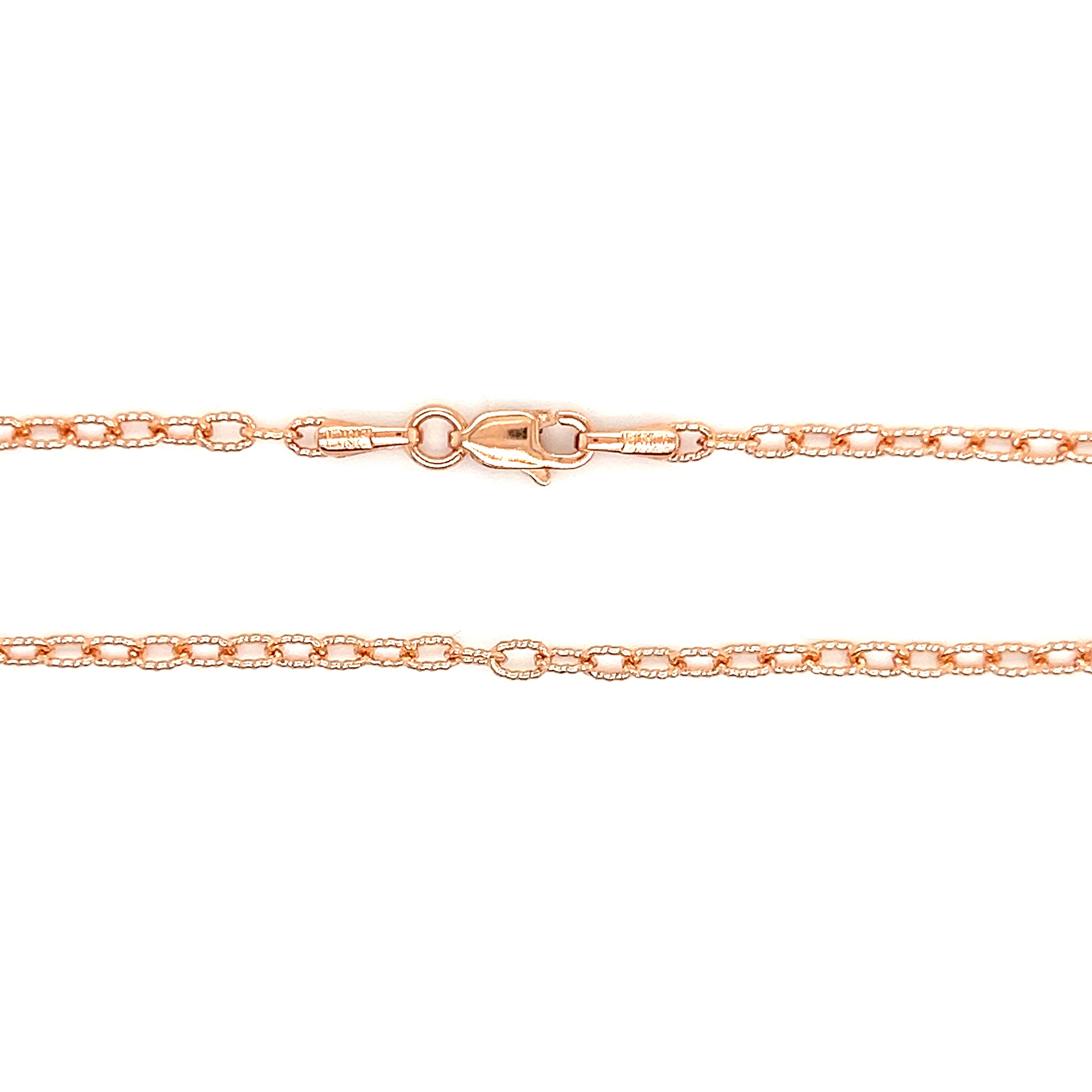 Fancy Rolo Chain 2.3mm with 18in of Length in 14K Rose Gold Chain and Clasp View