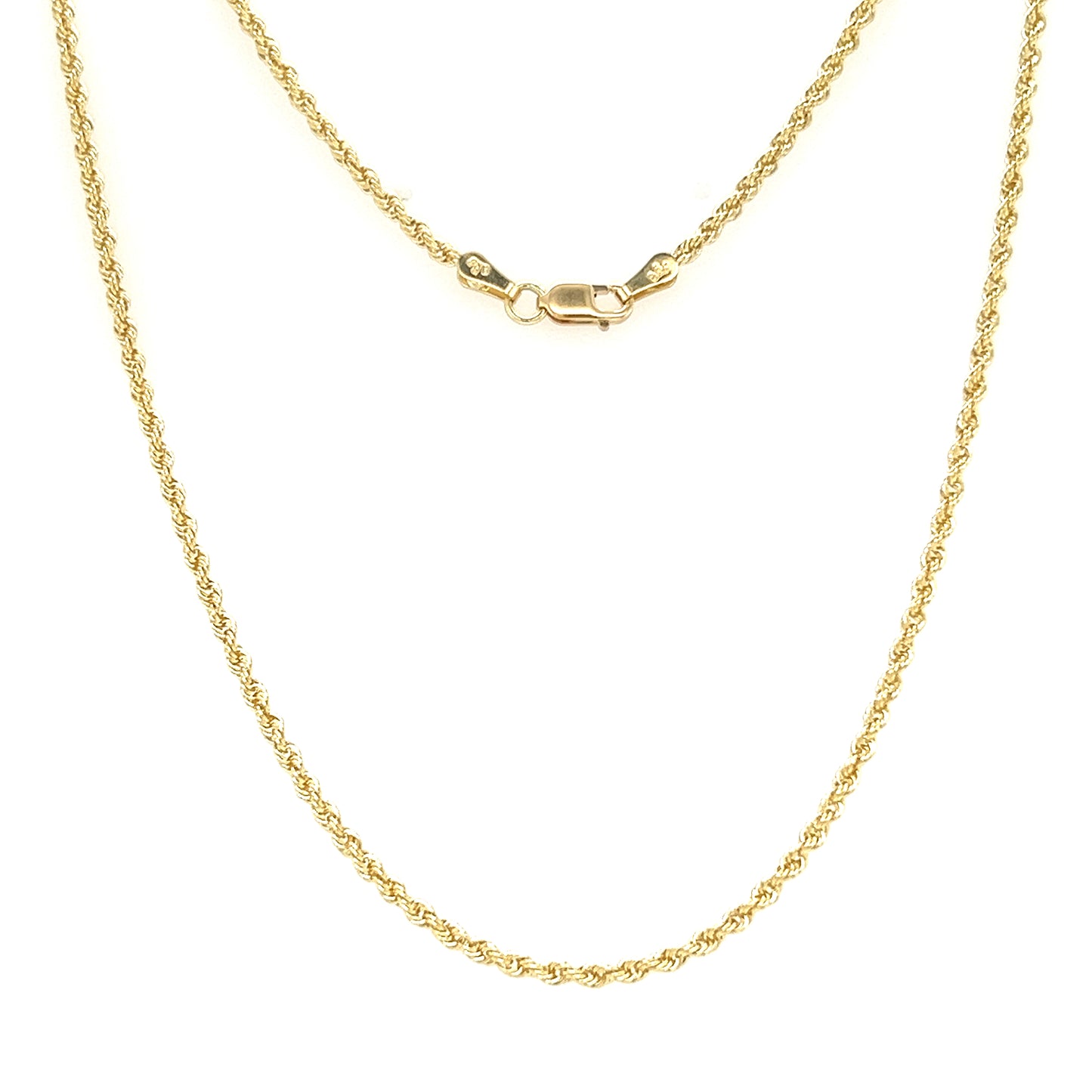 Rope Chain 2mm with 22 Inches of Length in 10K Yellow Gold Full Chain View