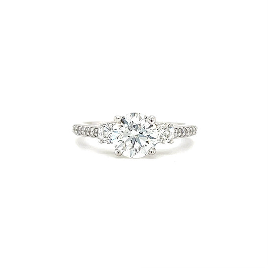 Diamond 1.35ct Ring with 0.52ctw of Side Diamonds in 14K White Gold Front View