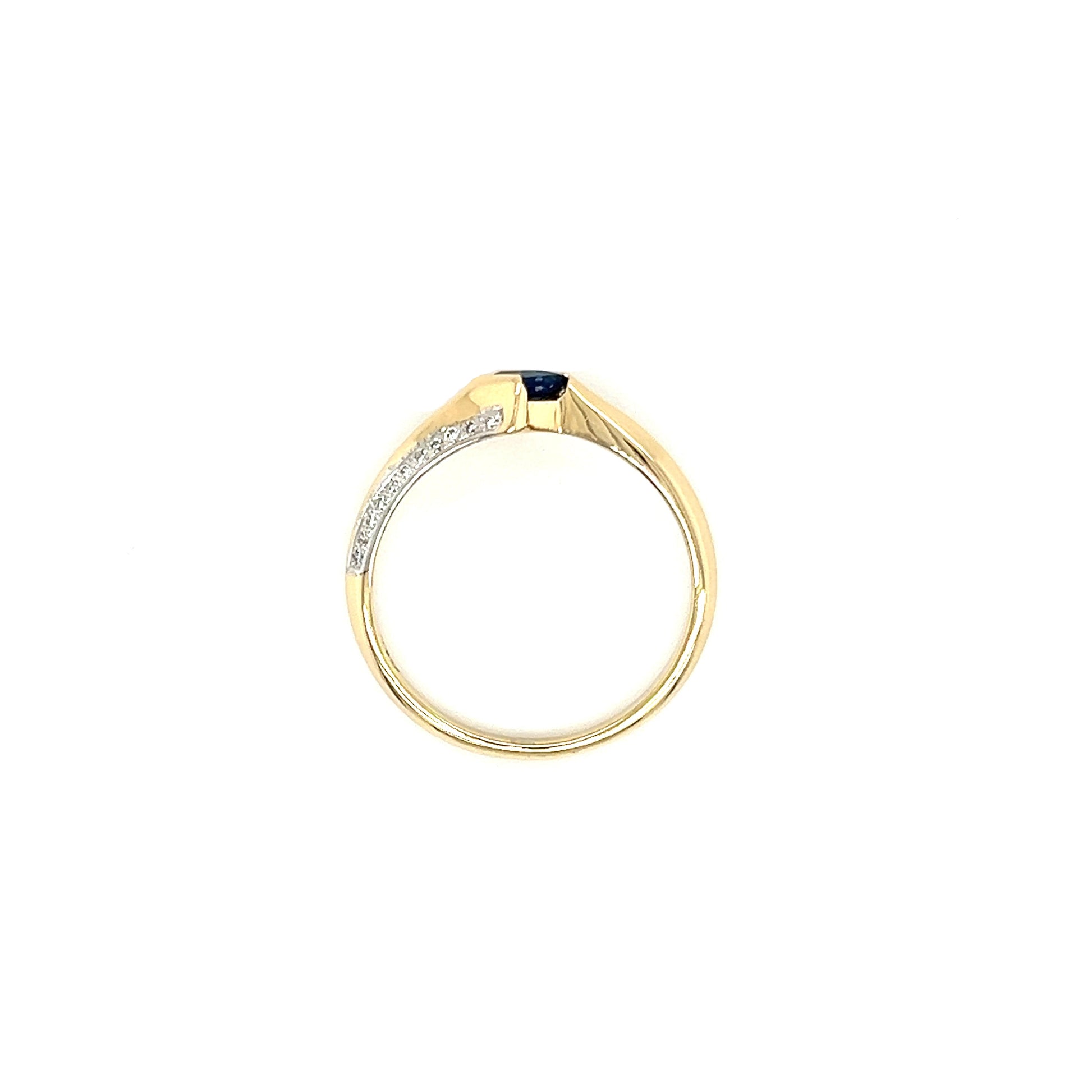 Bypass Sapphire Ring with Diamond Accents in 14K Yellow Gold Top View