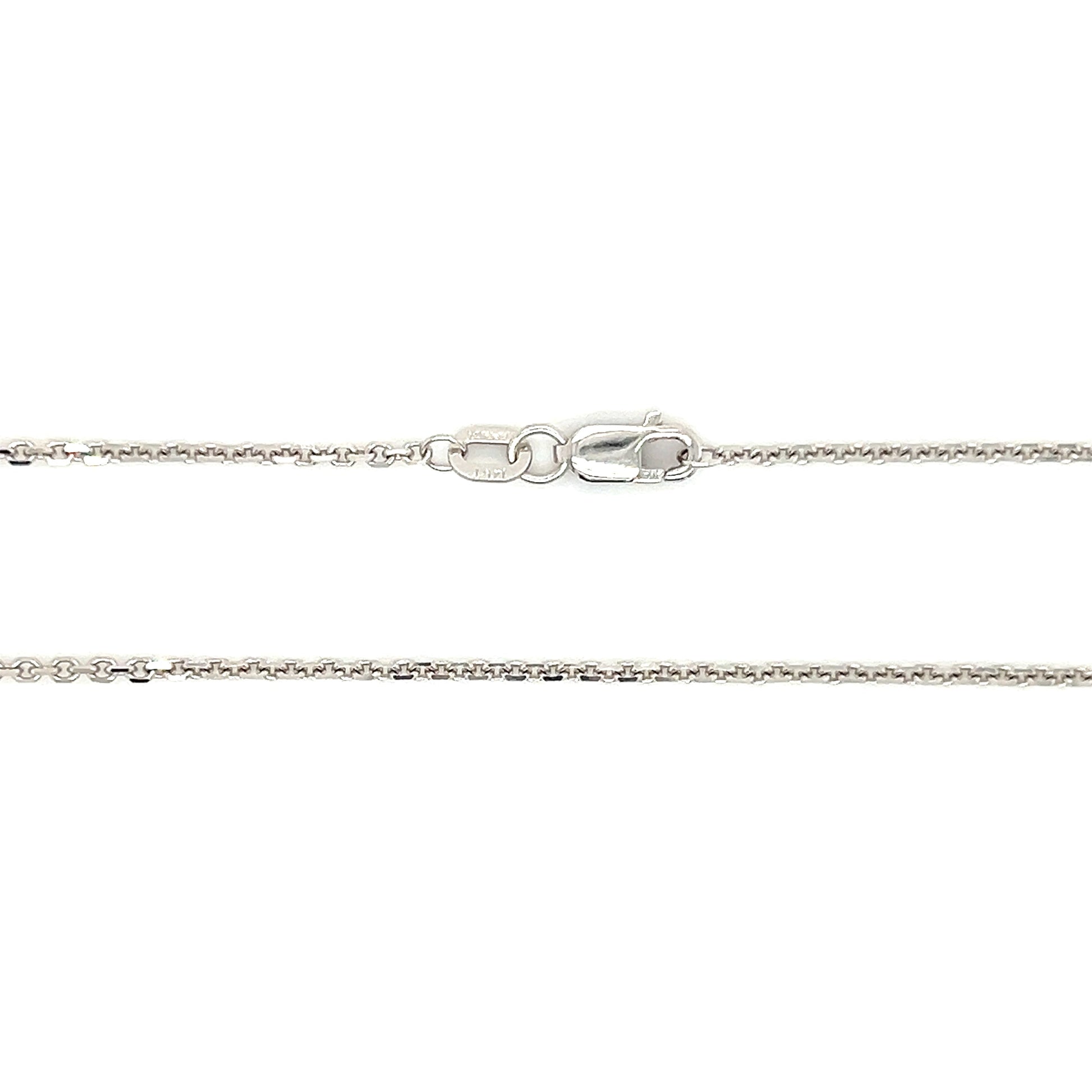 Diamond-cut Cable Chain 1.45mm with 18in of Length in 14K White Gold. Clasp and Chain View