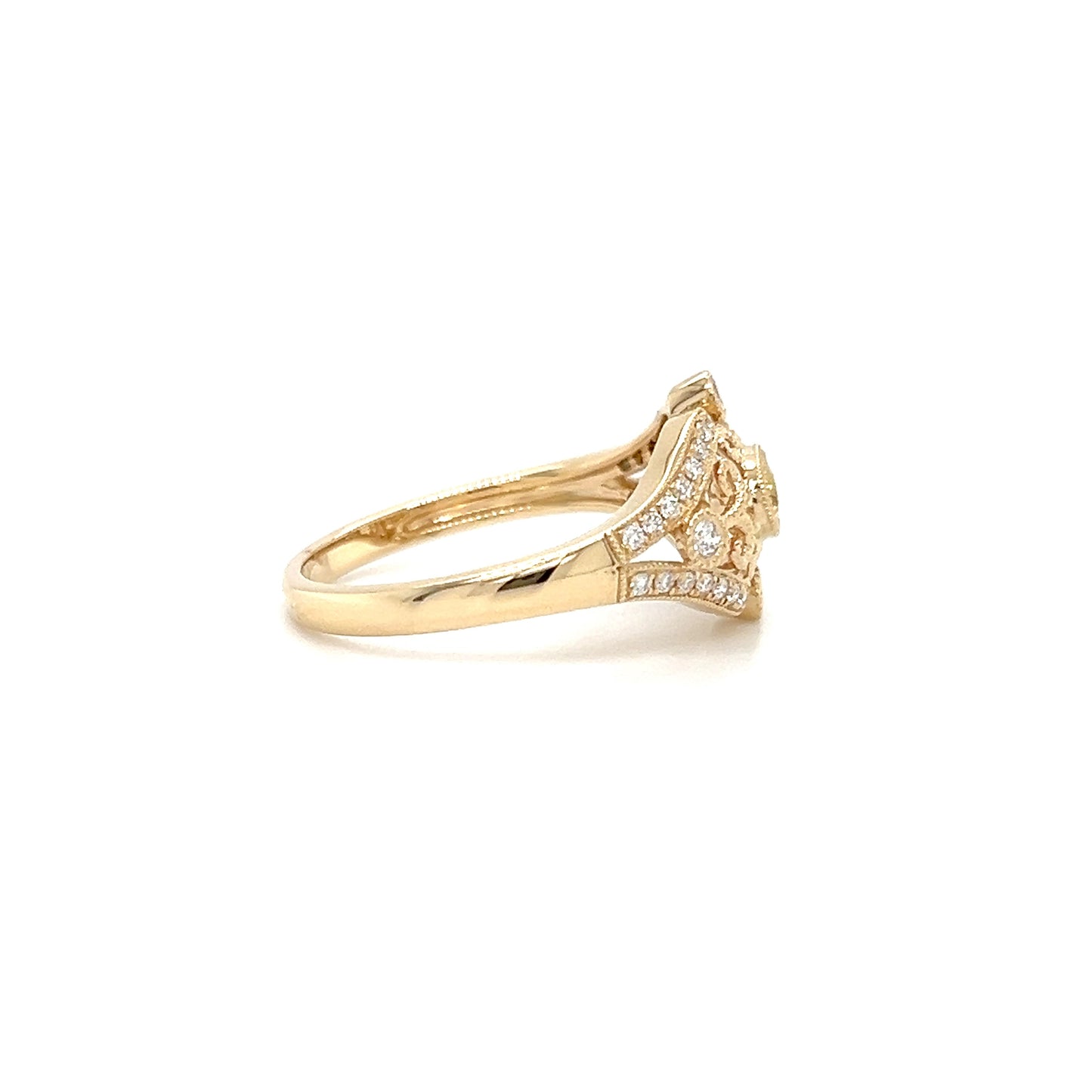 Oval Yellow Sapphire Ring with 0.21ctw of Diamonds in 14K Yellow Gold Left Profile 