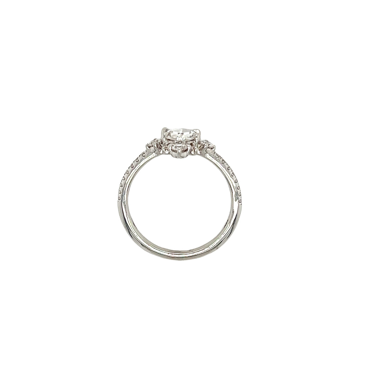 Rose Cut Diamond Ring with 0.83ctw of Diamonds in 18K White Gold. Top View