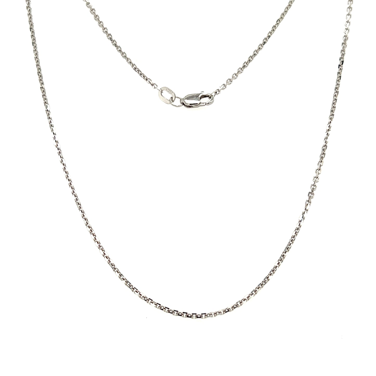 Diamond-cut Cable Chain 1.45mm with 18in of Length in 14K White Gold. Full Chain View