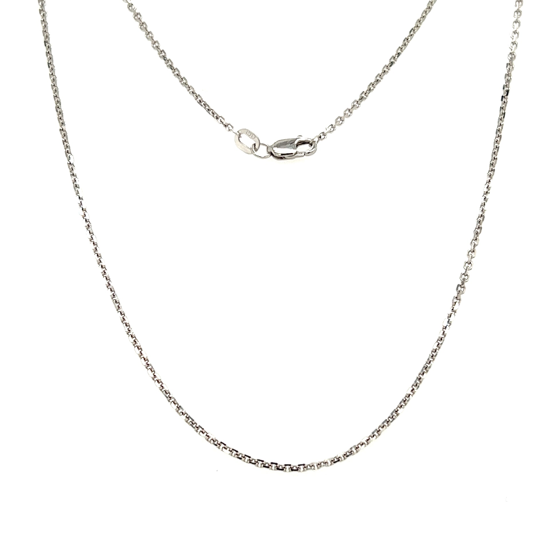 Diamond-cut Cable Chain 1.45mm with 18in of Length in 14K White Gold. Full Chain View