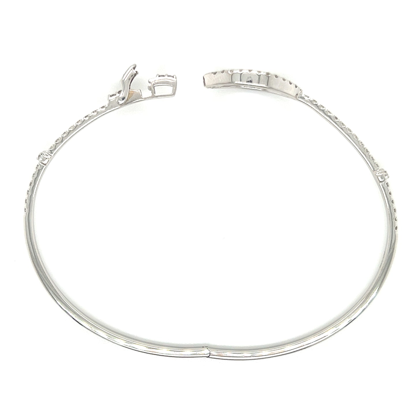 Diamond Buckle Bangle Bracelet with 0.88CTW of Diamonds in 14K White Gold with Open Clasp