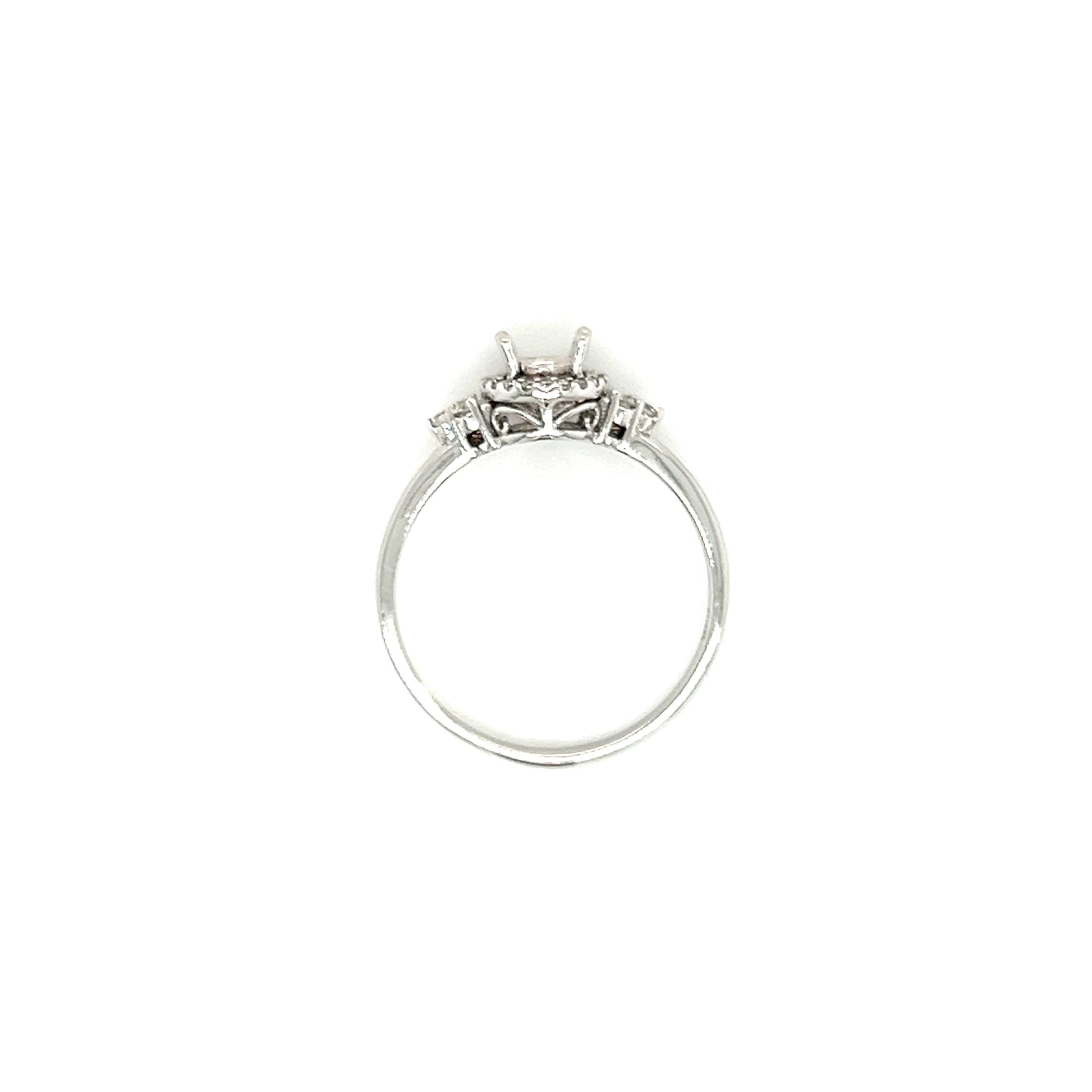 Round Diamond Halo Ring Setting with 0.2ctw of Diamonds in 14K White Gold Top View