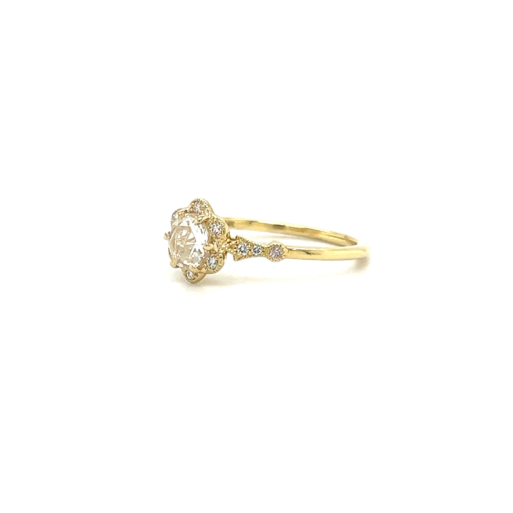 Rose Cut Diamond Ring with 0.53ctw of Diamonds in 14K Yellow Gold Right View