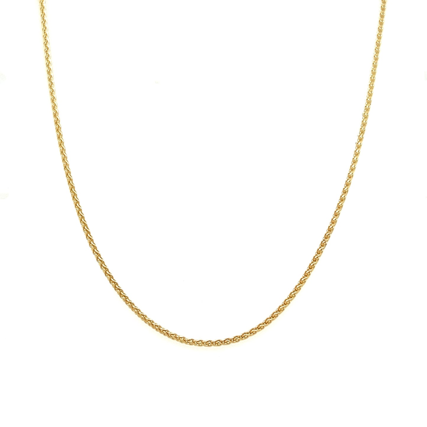 Wheat Chain 1.5mm with 20in Length in 14K Yellow Gold Front View