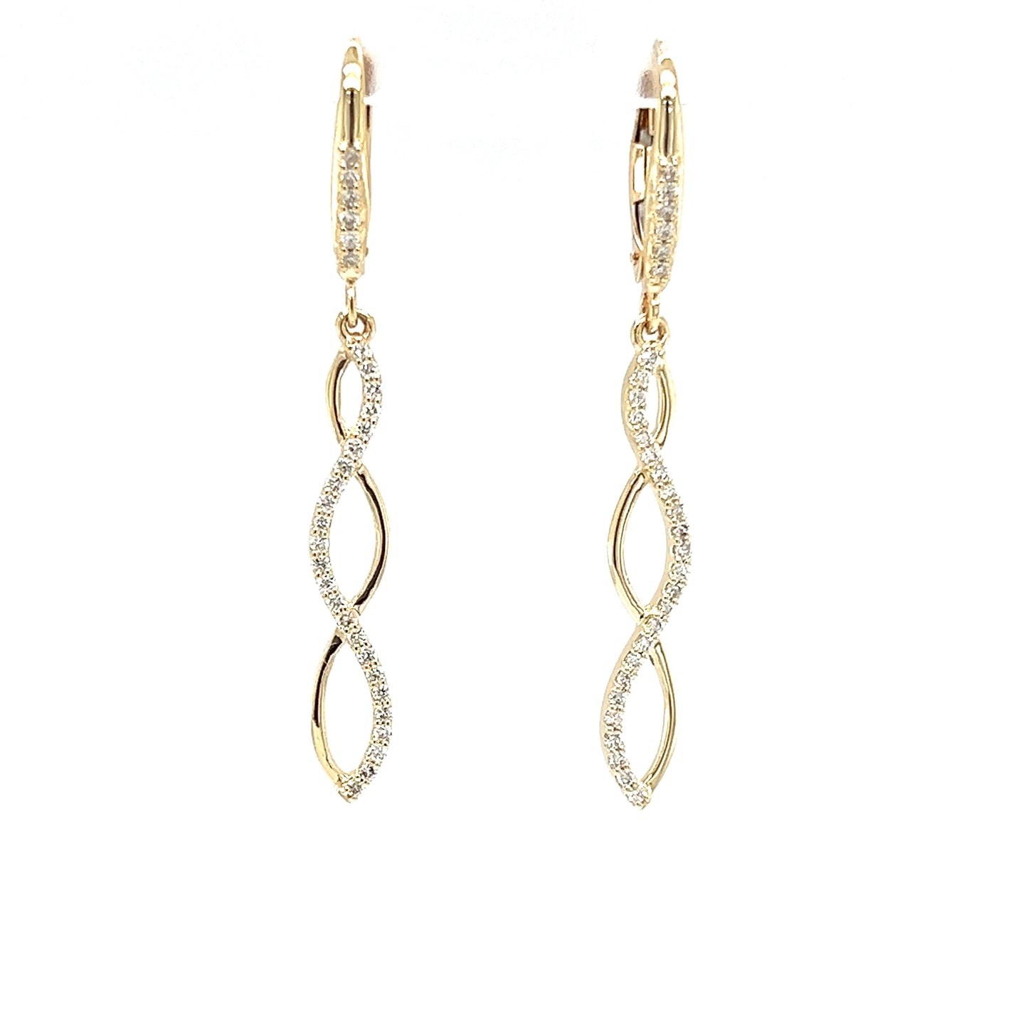 Infinity Dangle Earrings with 0.3CTW of Diamonds in 14K Yellow Gold