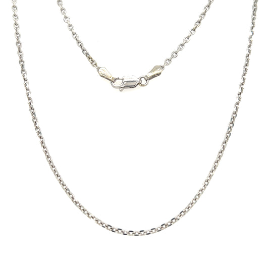 Cable Chain 2.1mm with 16in Length in 14K White Gold Full Chain Front View