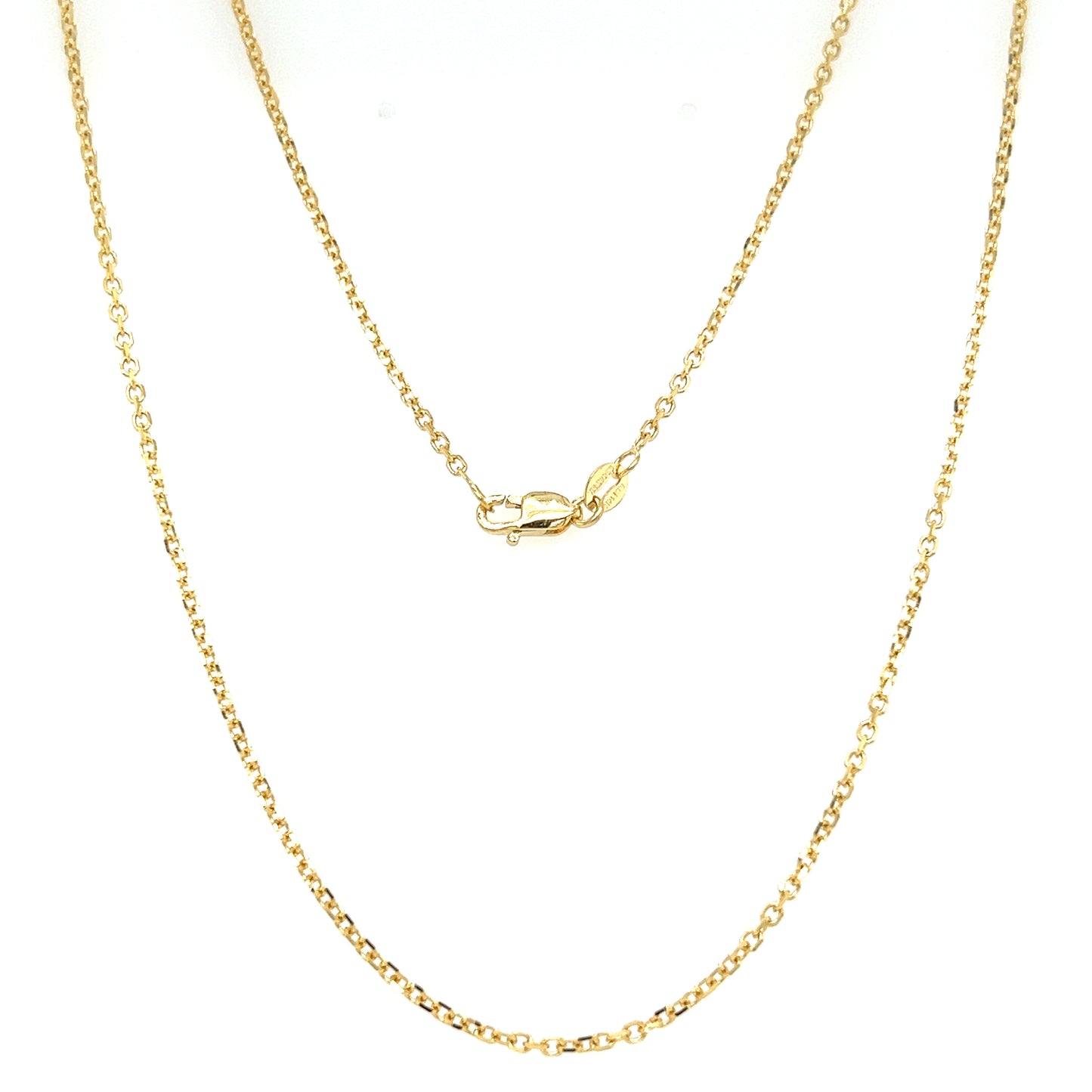 Diamond-cut Cable Chain 1.5mm with 18in of Length in 14K Yellow Gold. Full Chain Front View