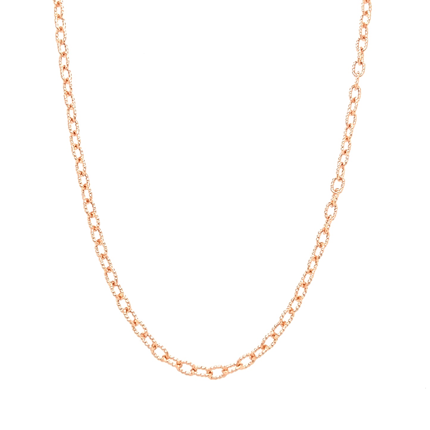 Fancy Rolo Chain 2.3mm with 18in of Length in 14K Rose Gold Front View