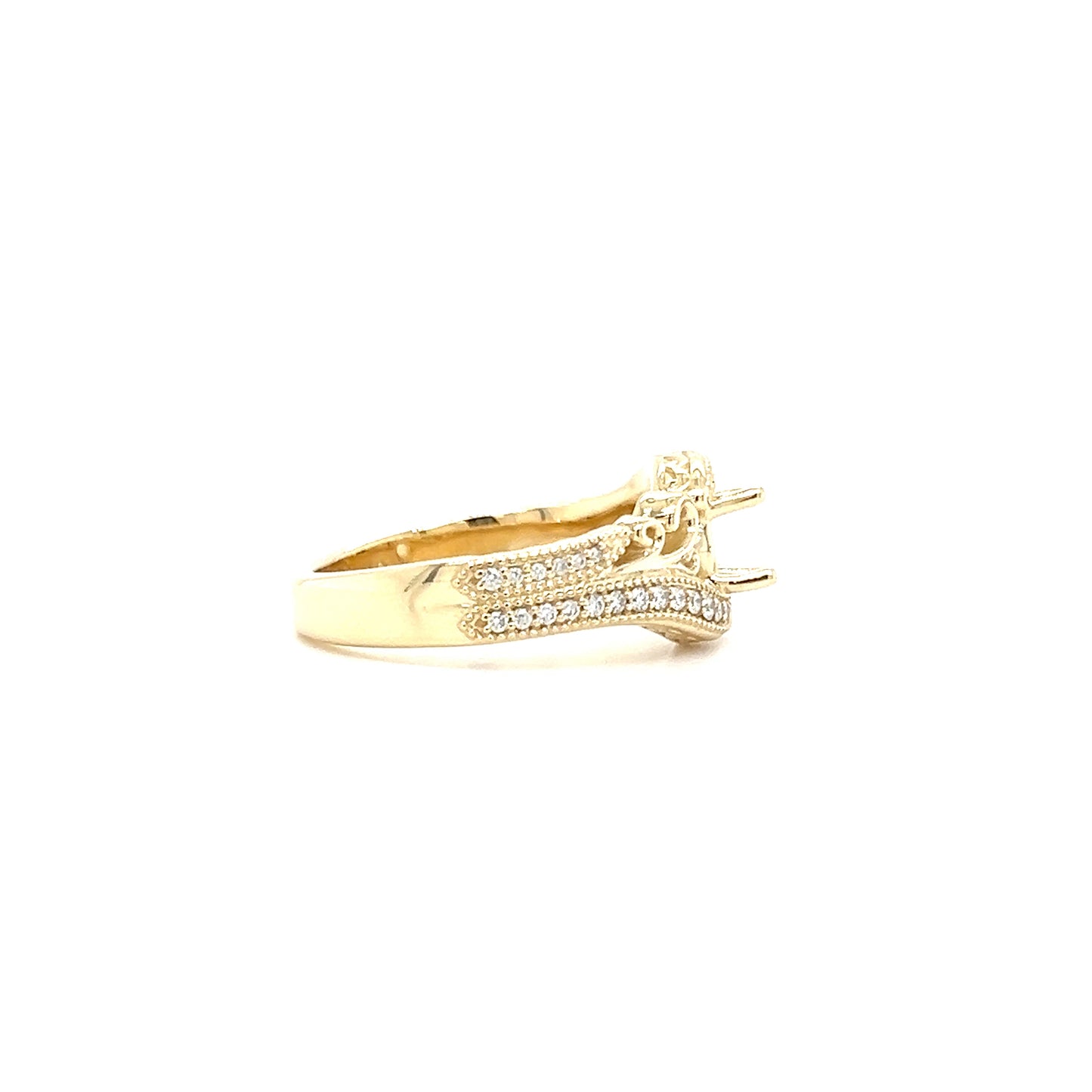 Bypass Ring Setting with 0.2ctw of Diamonds in 14K Yellow Gold Left Profile View