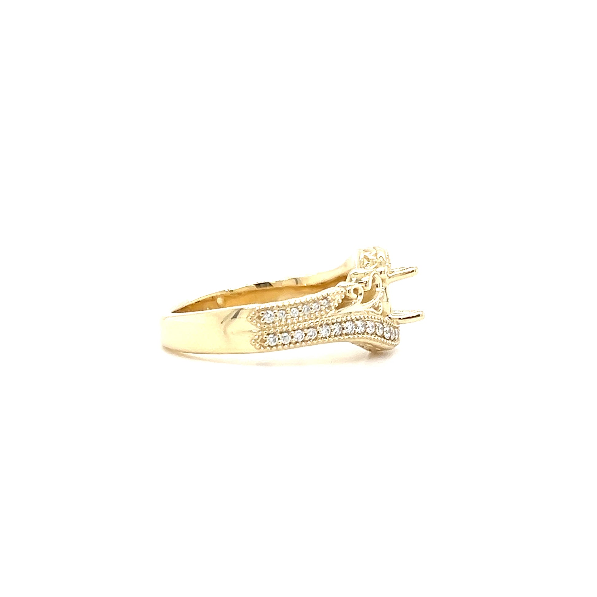 Bypass Ring Setting with 0.2ctw of Diamonds in 14K Yellow Gold Left Profile View