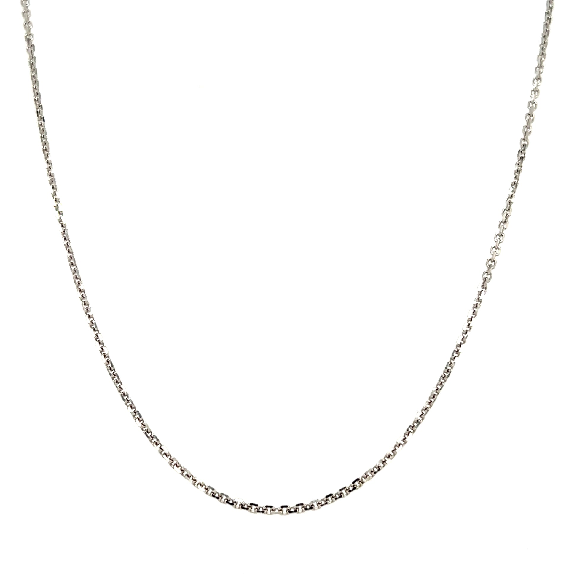 Diamond-cut Cable Chain 1.45mm with 18in of Length in 14K White Gold. Front View