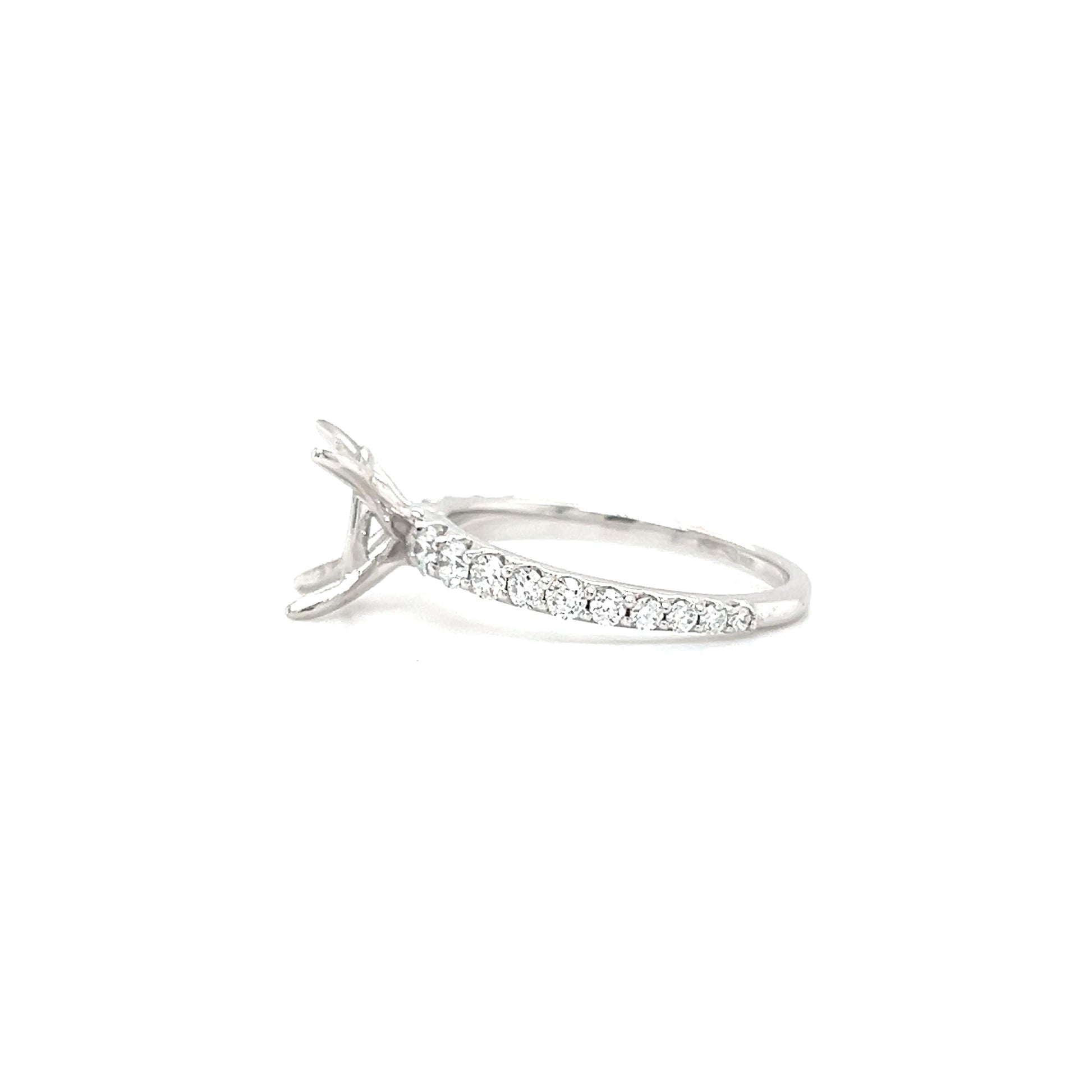 Oval Ring Setting with 0.5ctw of Lab-Grown Diamonds in 14K White Gold. Right Side View