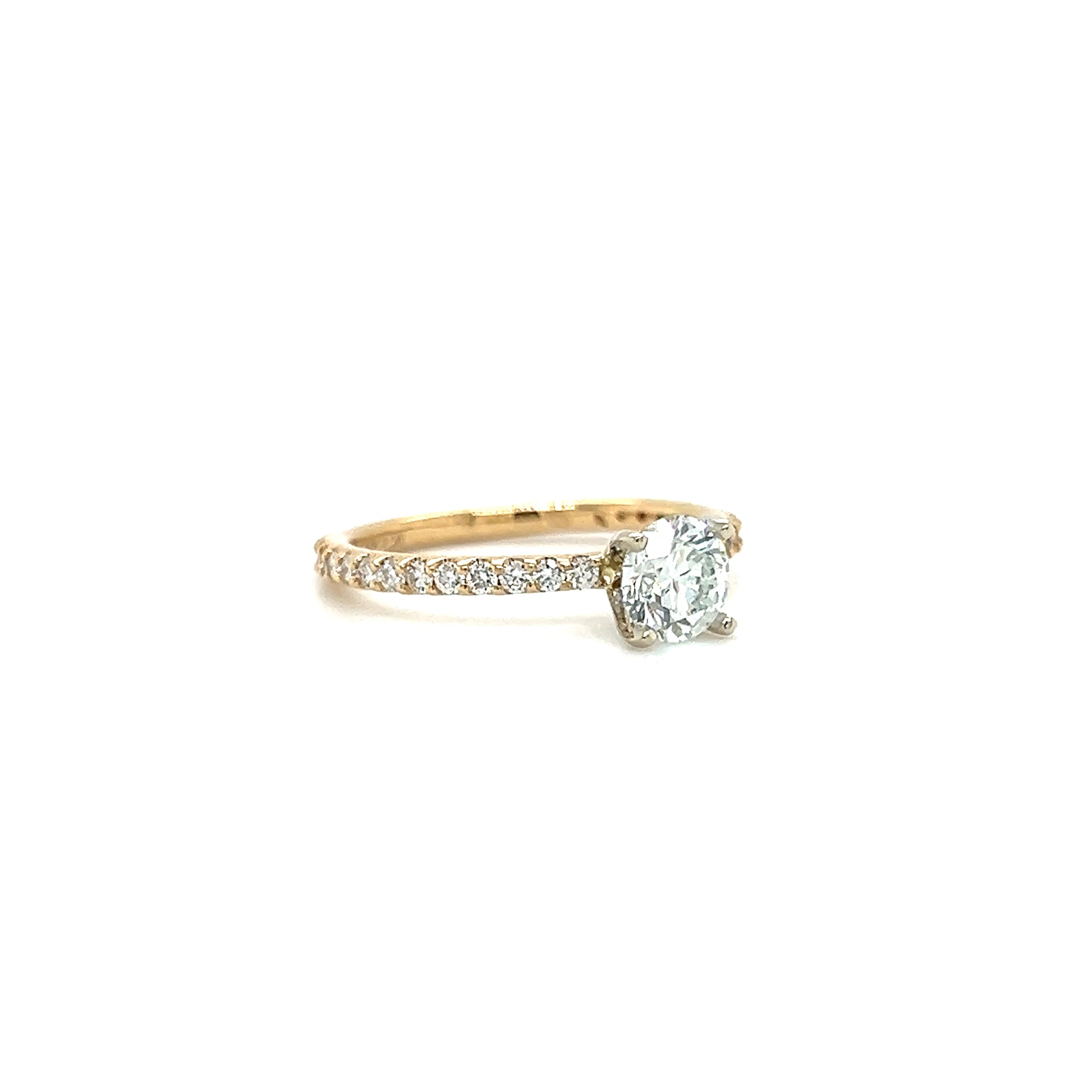 Solitaire Diamond Ring with 1.06ctw of Diamonds in 14K Yellow Gold Left Side View
