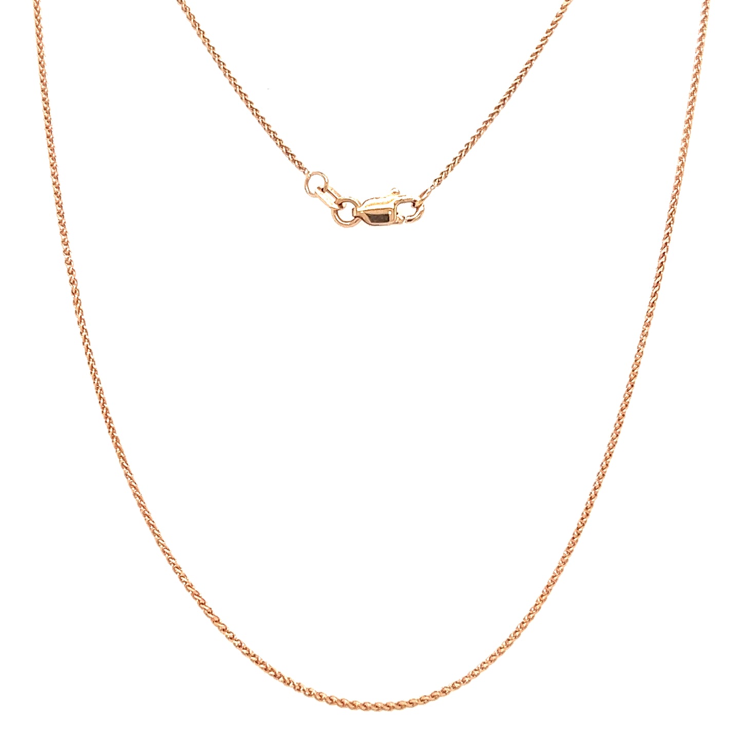 Wheat Chain 1.05mm with 18 Inches of Length in 14K Rose Gold Full Chain View