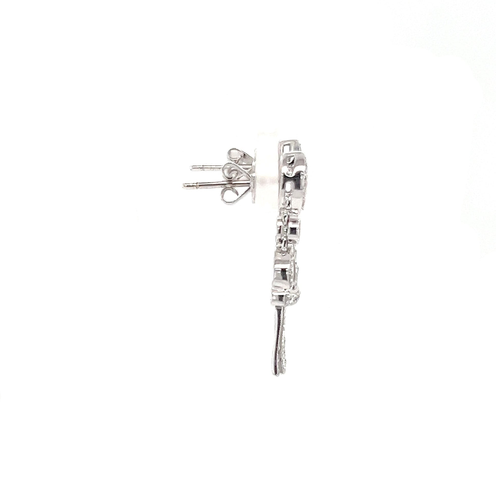 Milgrain Dangle Earrings with 0.39ctw of Diamonds in 14K White Gold Left Profile