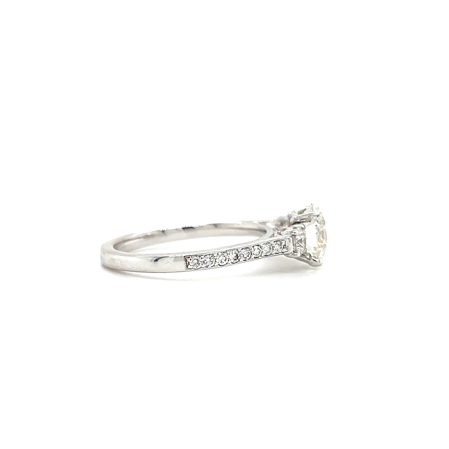 Diamond 1.35ct Ring with 0.52ctw of Side Diamonds in 14K White Gold Left Side View