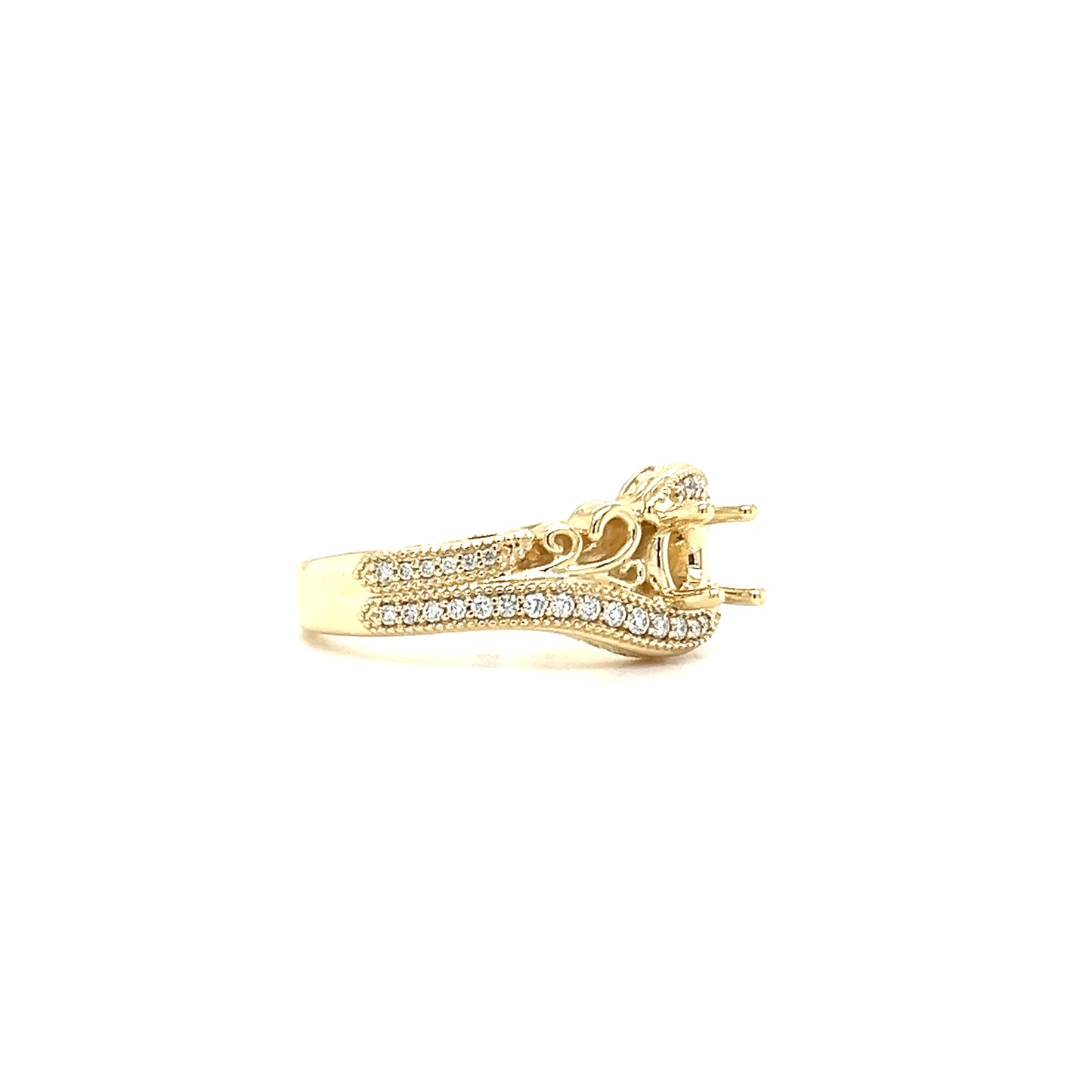 Bypass Ring Setting with 0.2ctw of Diamonds in 14K Yellow Gold Left Side View