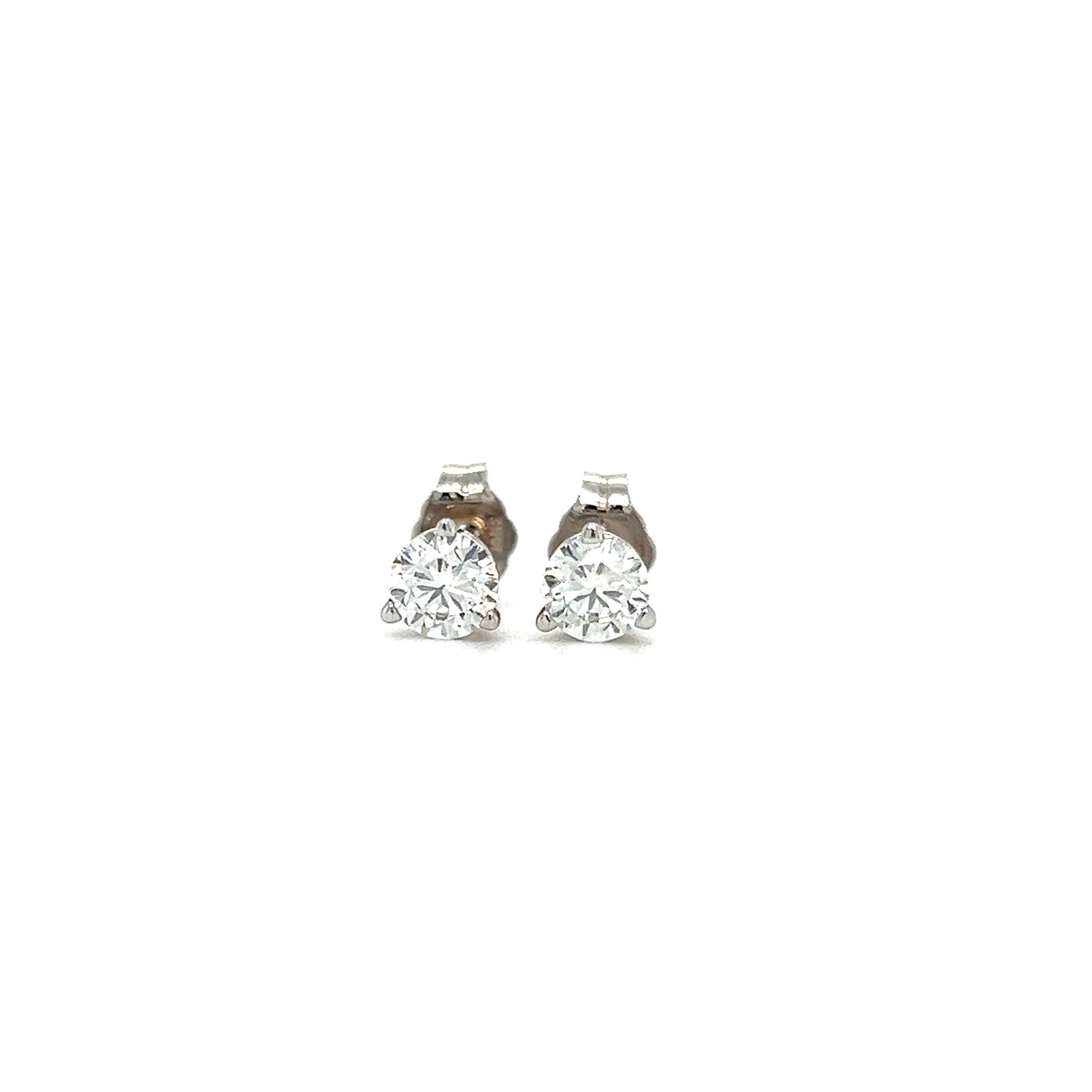 Diamond Stud Earrings with 0.72ctw of Diamonds in 14K White Gold Front View