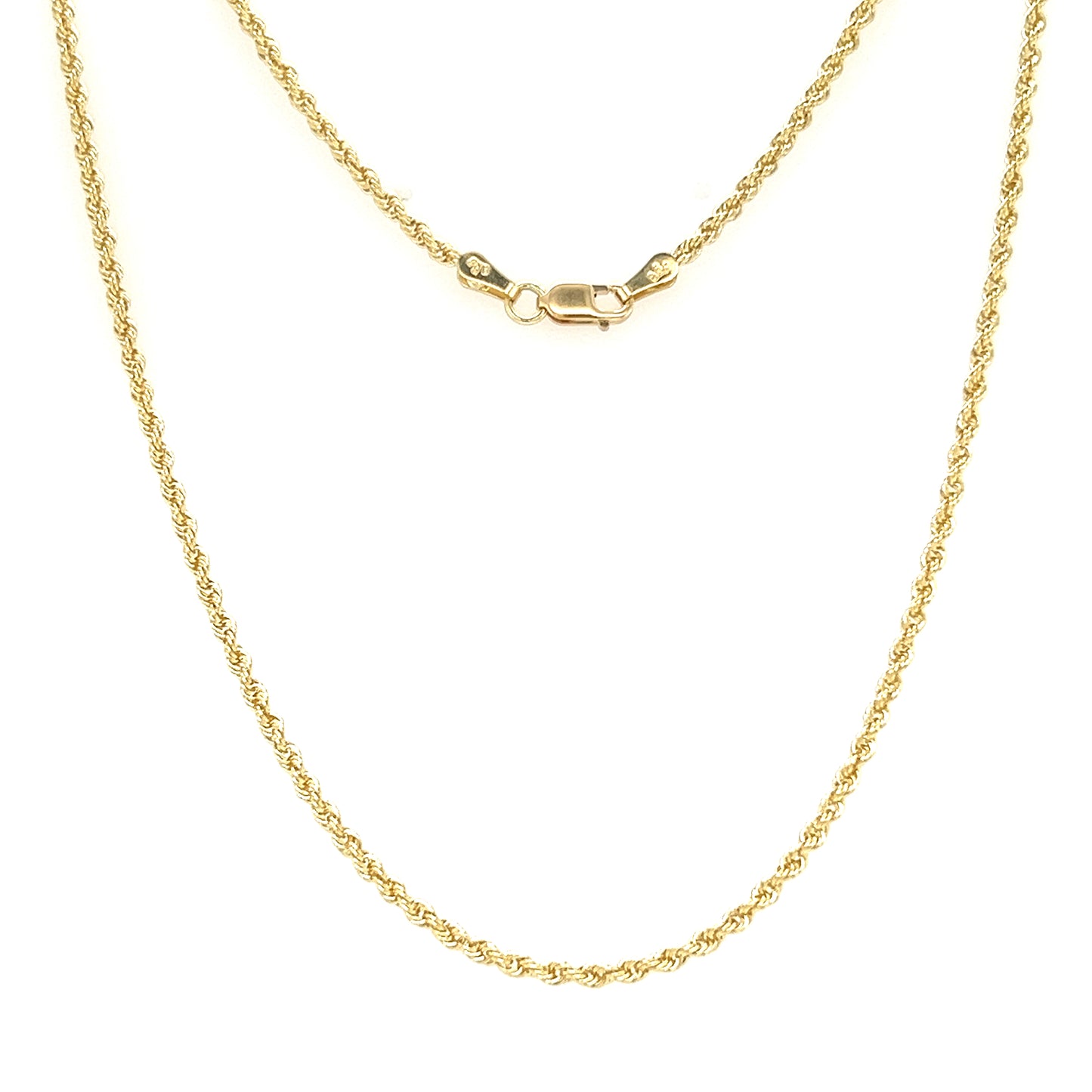 Rope Chain 2mm in 14K Yellow Gold Full Chain Front View