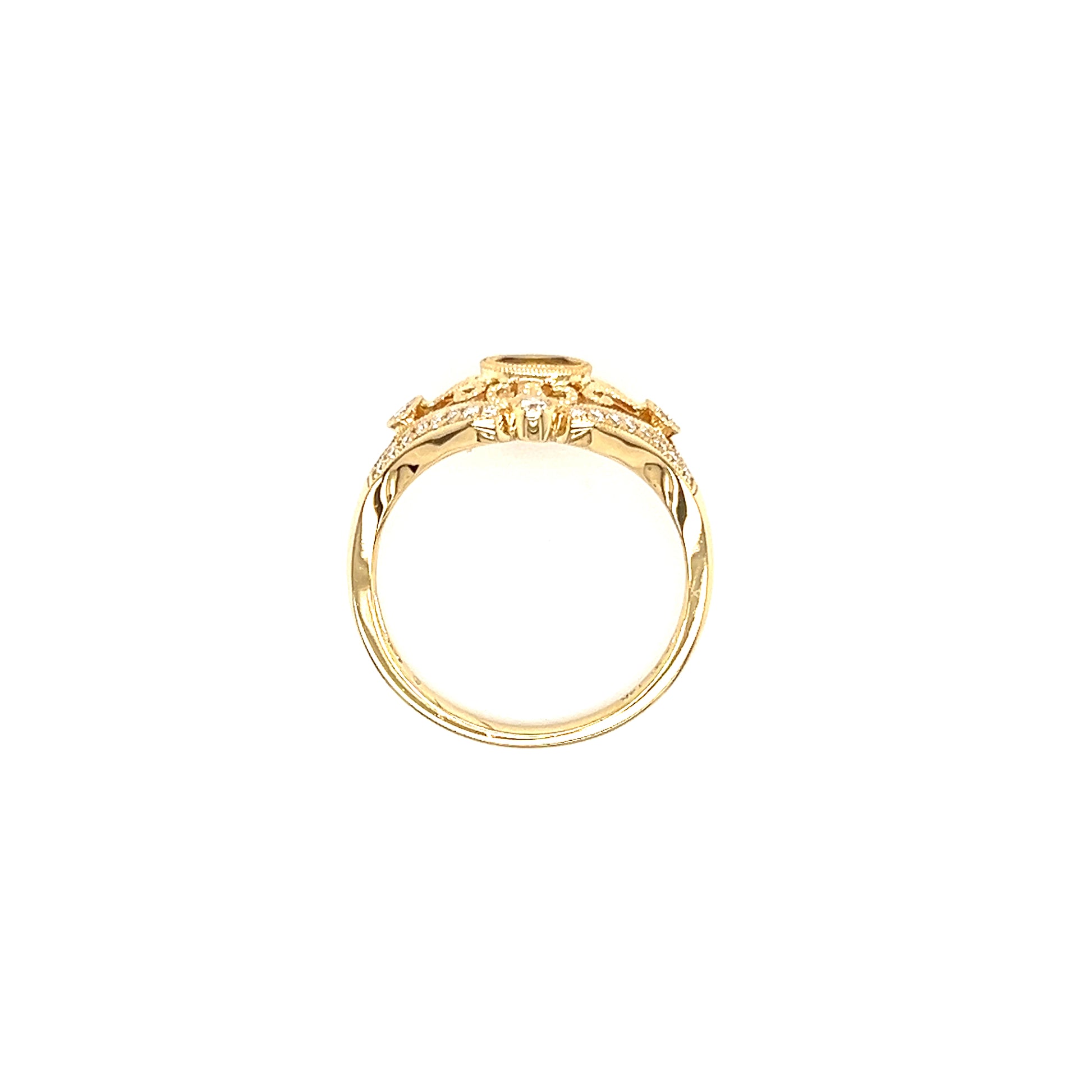 Oval Yellow Sapphire Ring with 0.21ctw of Diamonds in 14K Yellow Gold Top View