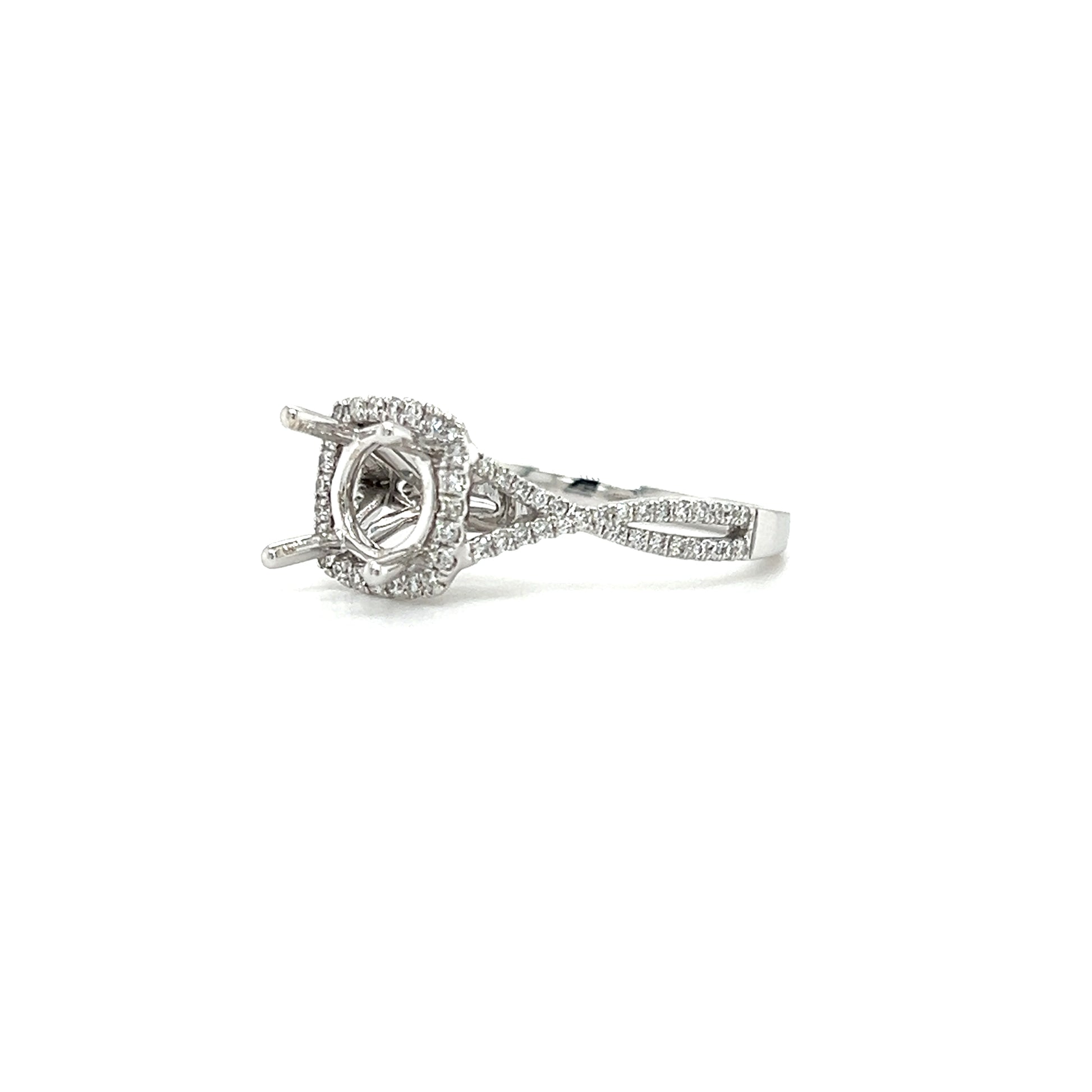 Cross Over Diamond Ring Setting with 0.3ctw of Diamonds in 14K White Gold Right Side View