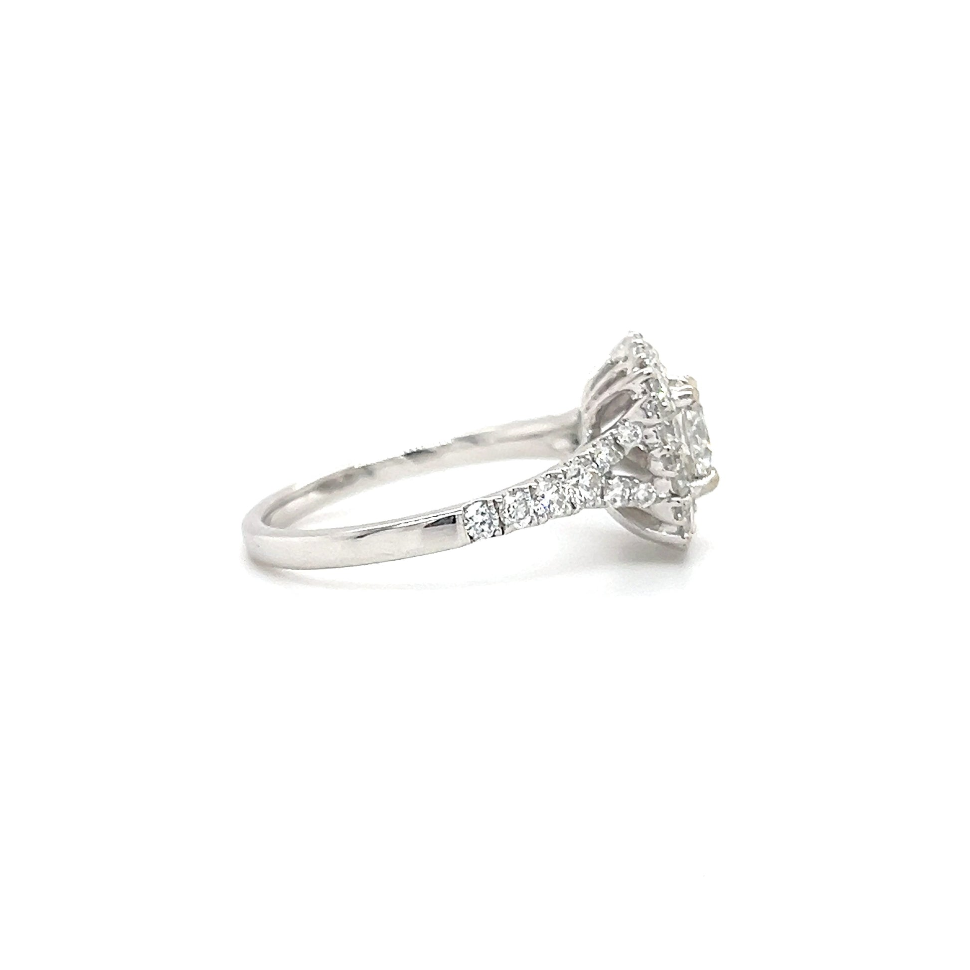 Diamond Halo Ring with 1.66ctw of Diamonds in 14K White Gold Left Profile
