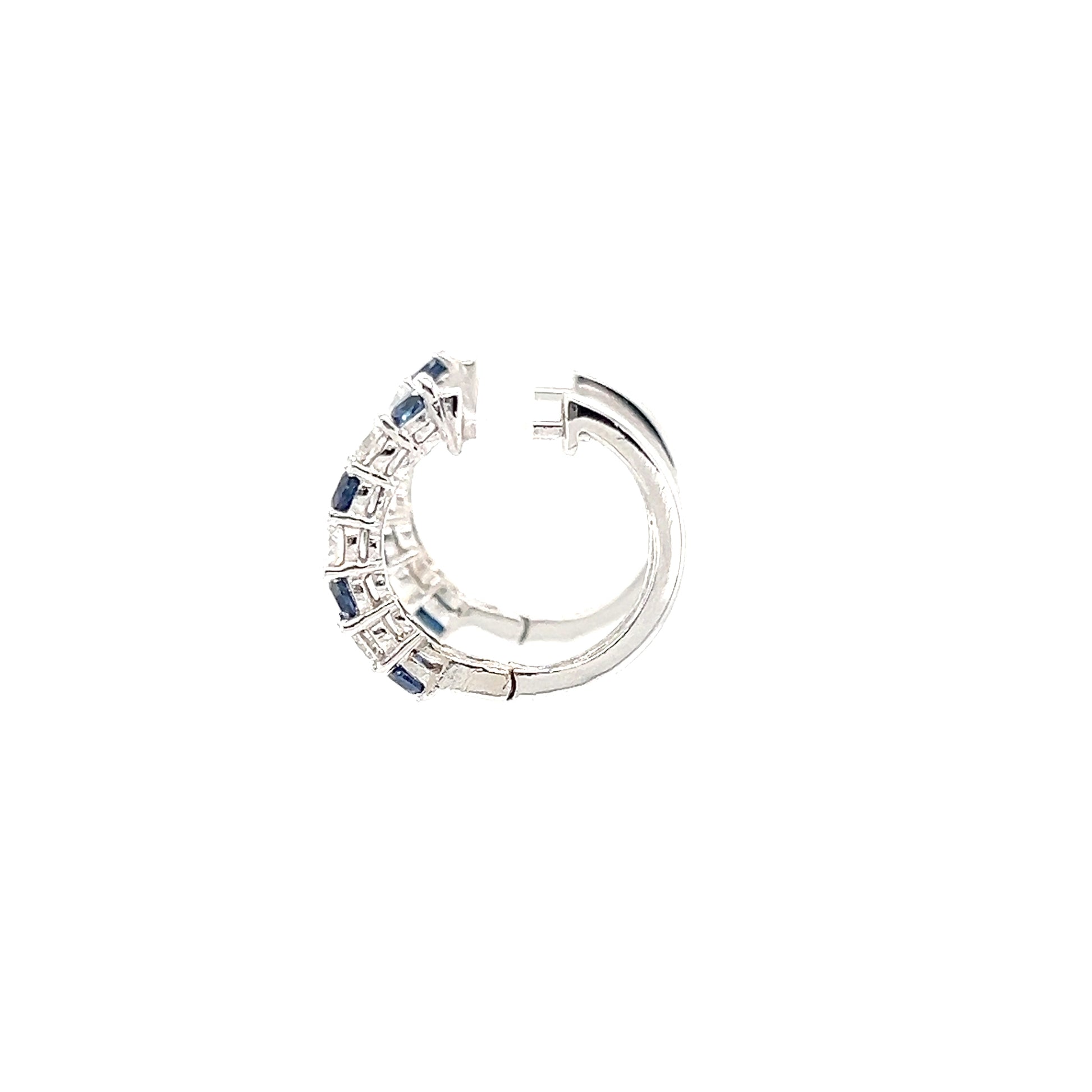 Sapphire Hoop Earrings with 0.33ctw of Diamonds in 14K White Gold Right Side View