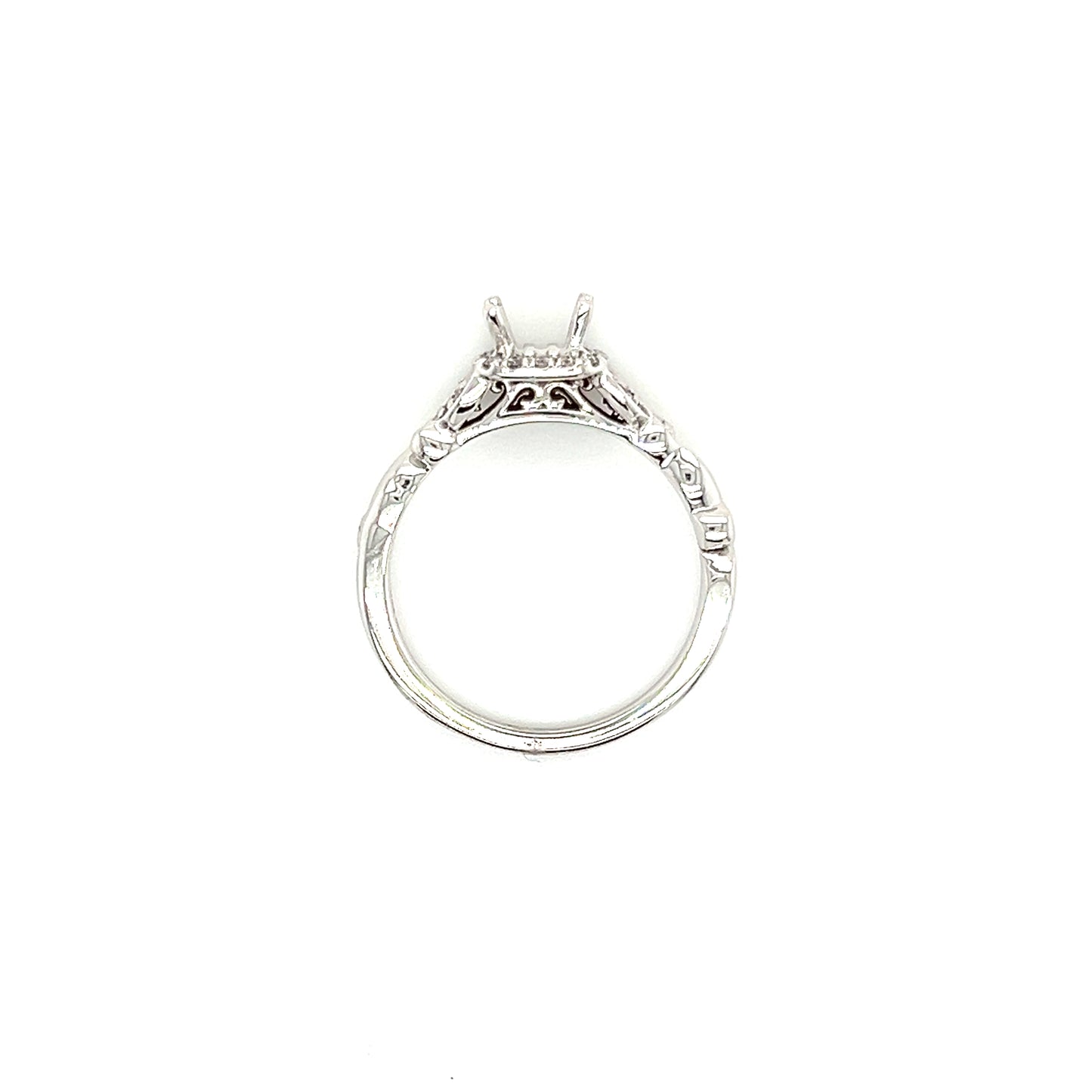 Willow Ring Setting with Diamond Halo in 14K White Gold