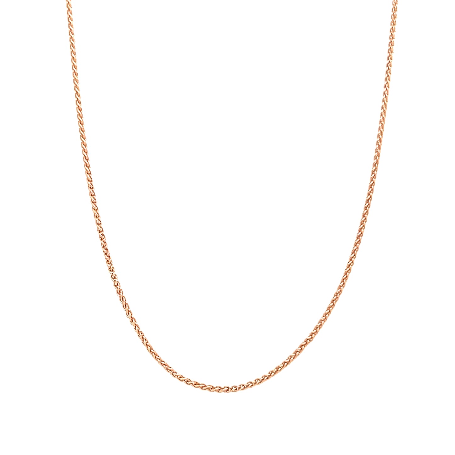 Wheat Chain 1.05mm with 18 Inches of Length in 14K Rose Gold Chain Front View
