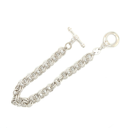 Double Link Chram Bracelet with Toggle Clasp in Sterling Silver