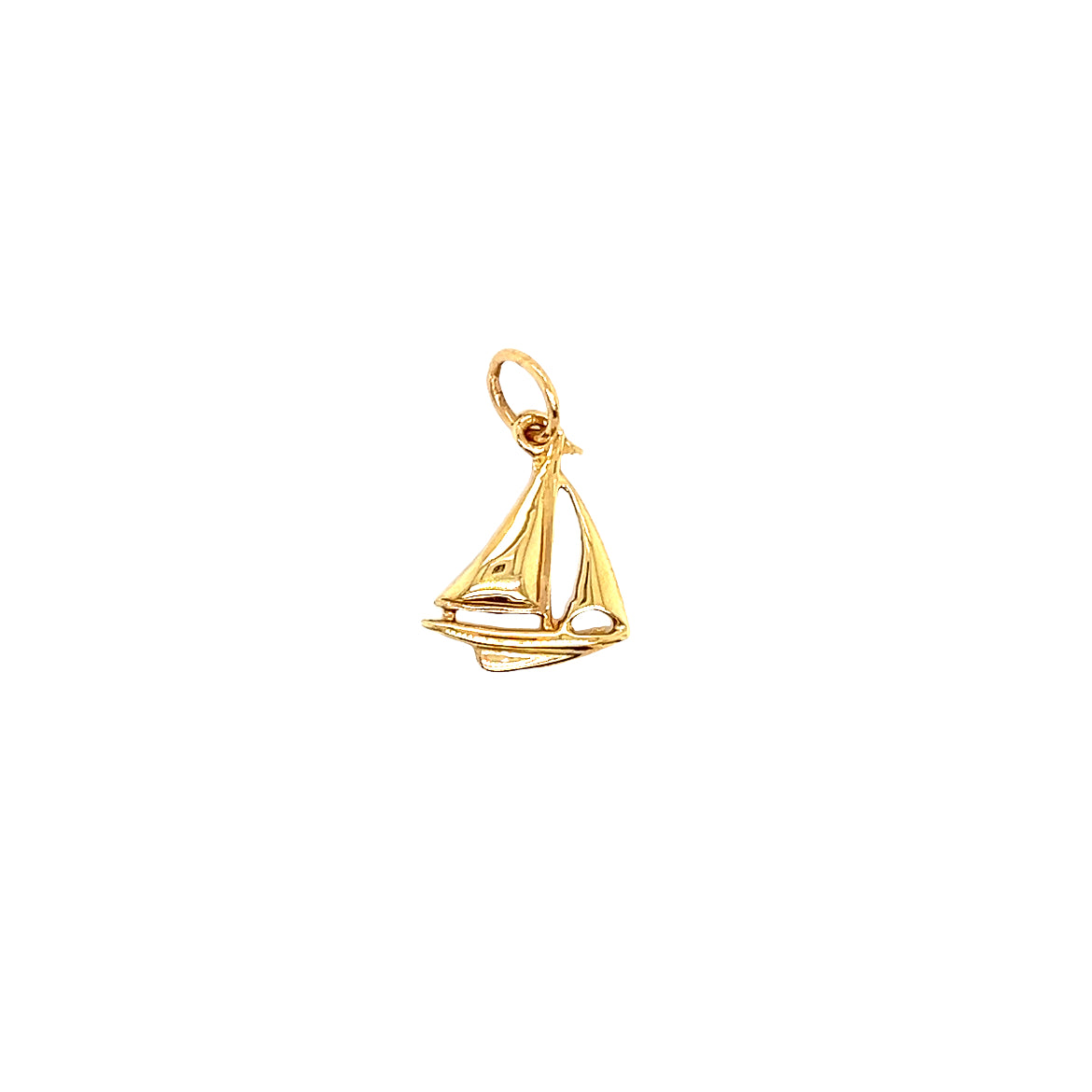 Sailboat Charm with 3D Details in 14K Yellow Gold View