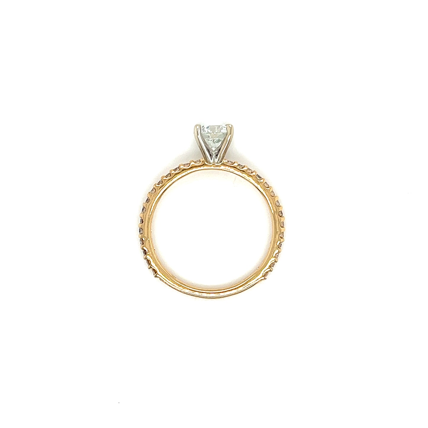 Solitaire Diamond Ring with 1.06ctw of Diamonds in 14K Yellow Gold Top View