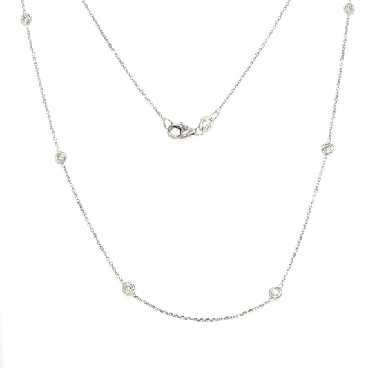Diamond Station Necklace with 0.25ctw of Diamonds in 14K White Gold. Full Necklace View