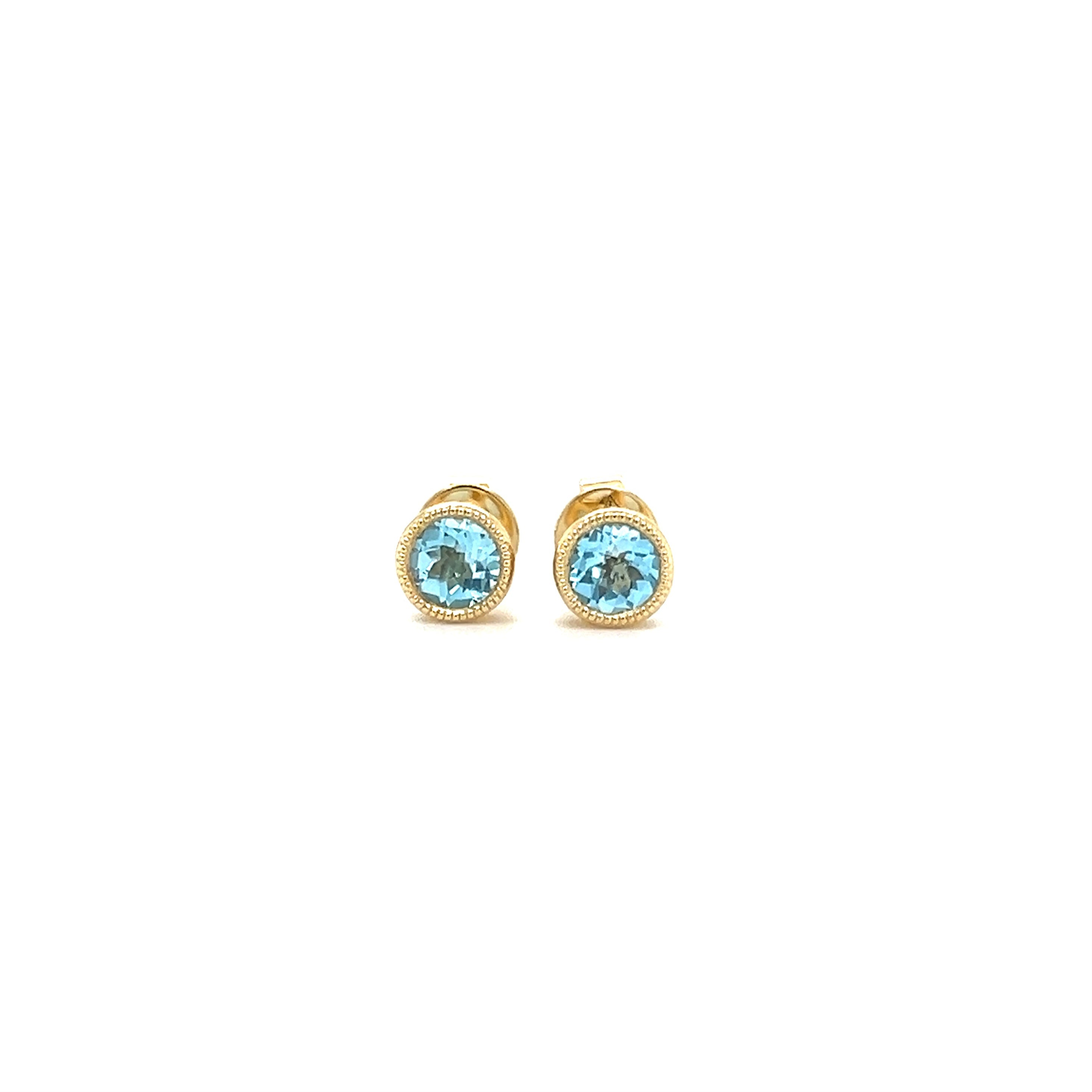 14k Gold Blue Topaz and Filigree stud earrings good