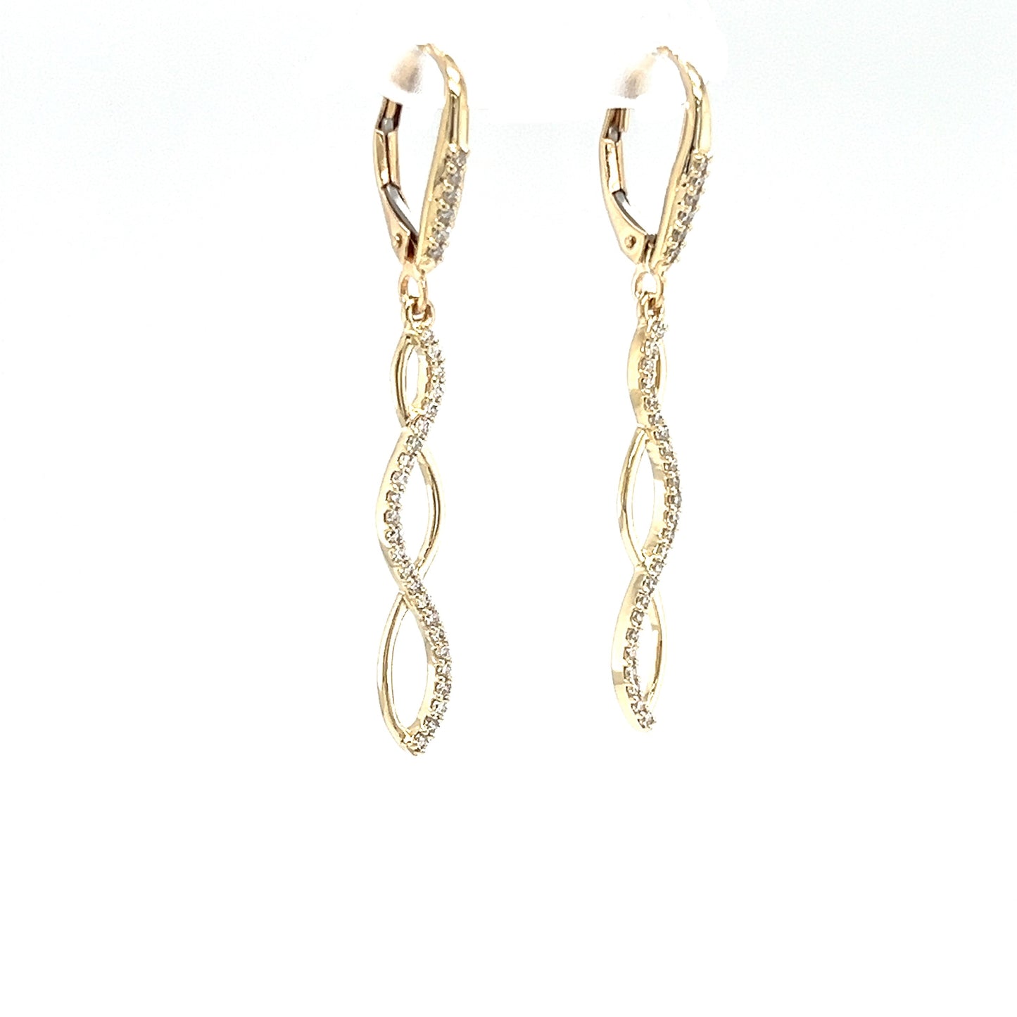 Infinity Dangle Earrings with 0.3CTW of Diamonds in 14K Yellow Gold Side 1