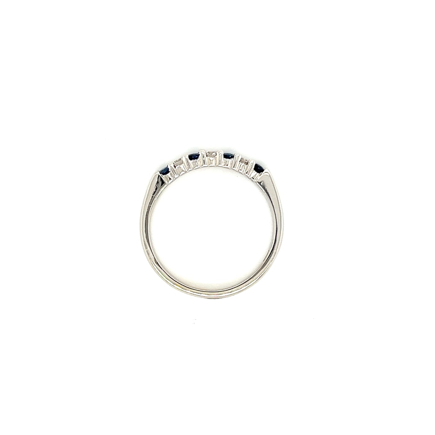 Blue Sapphire Ring with 0.12ctw of Diamonds in 14K White Gold Top View