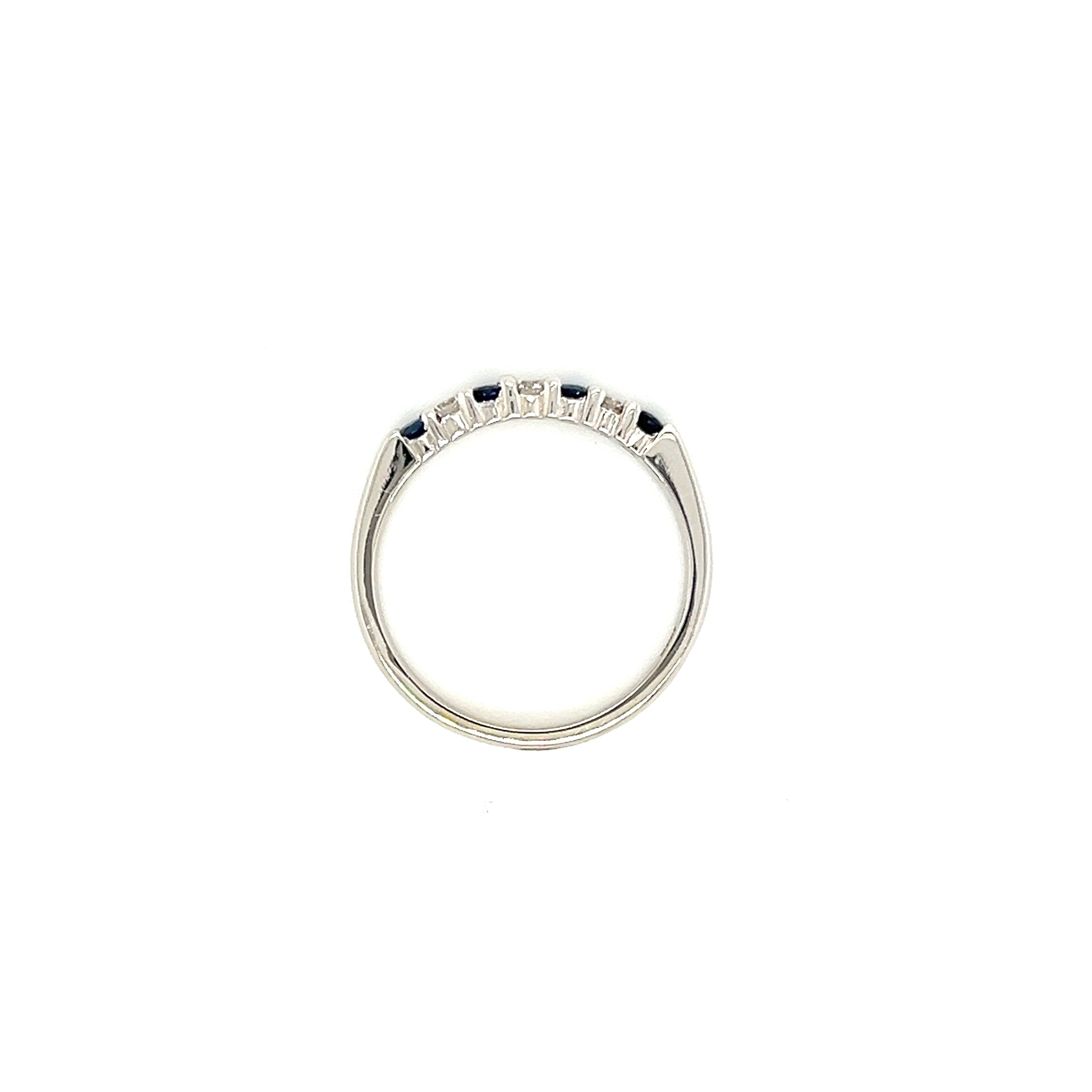 Blue Sapphire Ring with 0.12ctw of Diamonds in 14K White Gold Top View