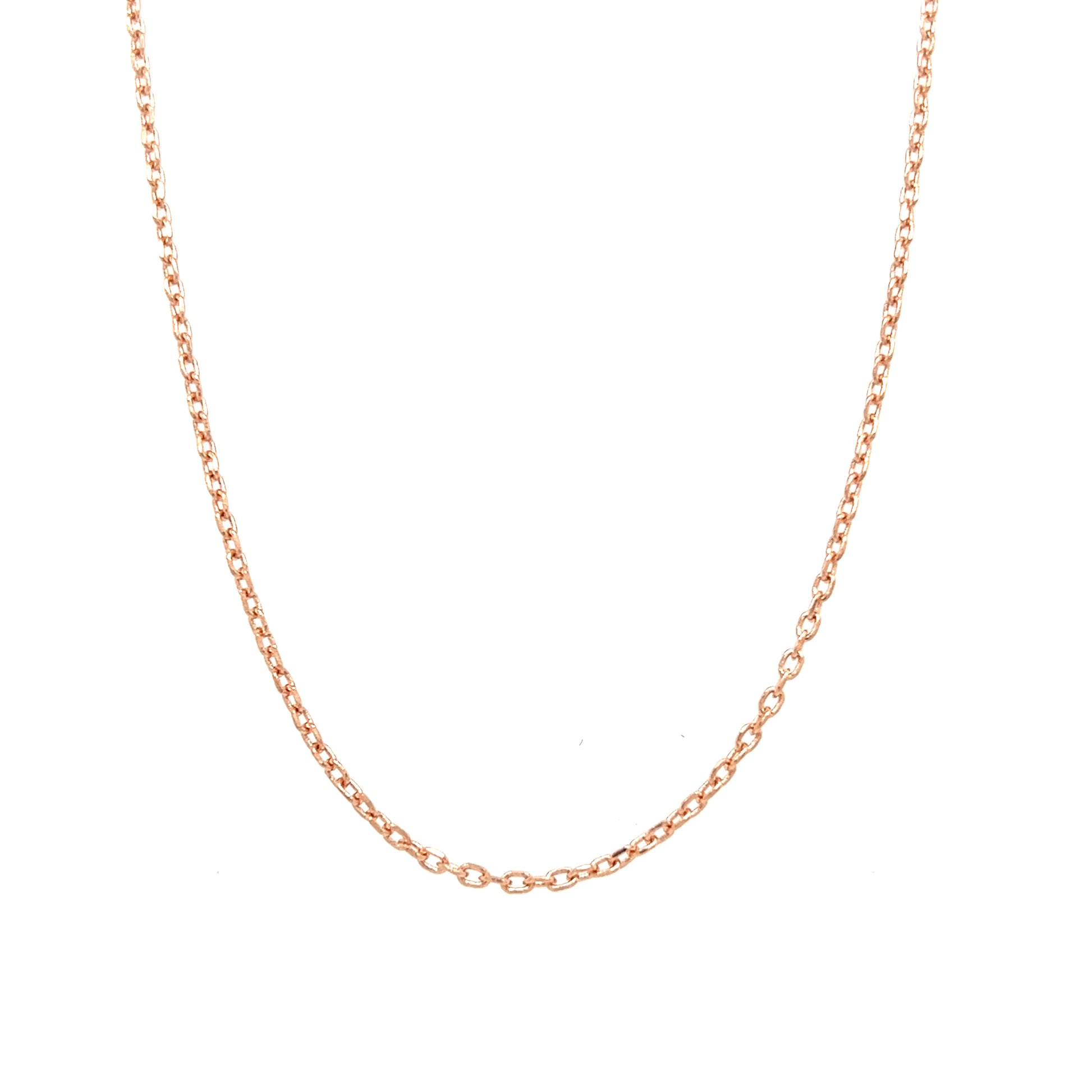 Cable Chain 1.4mm with 16in of Length in 14K Rose Gold Front View