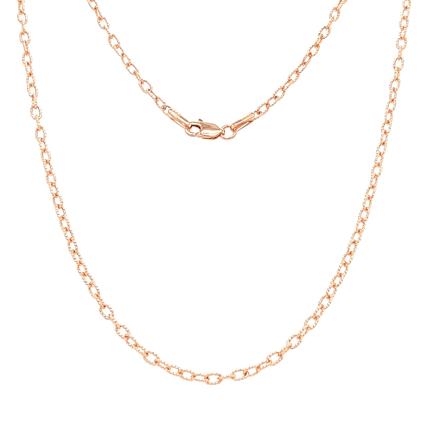 Fancy Rolo Chain 2.3mm with 18in of Length in 14K Rose Gold Full Chain View