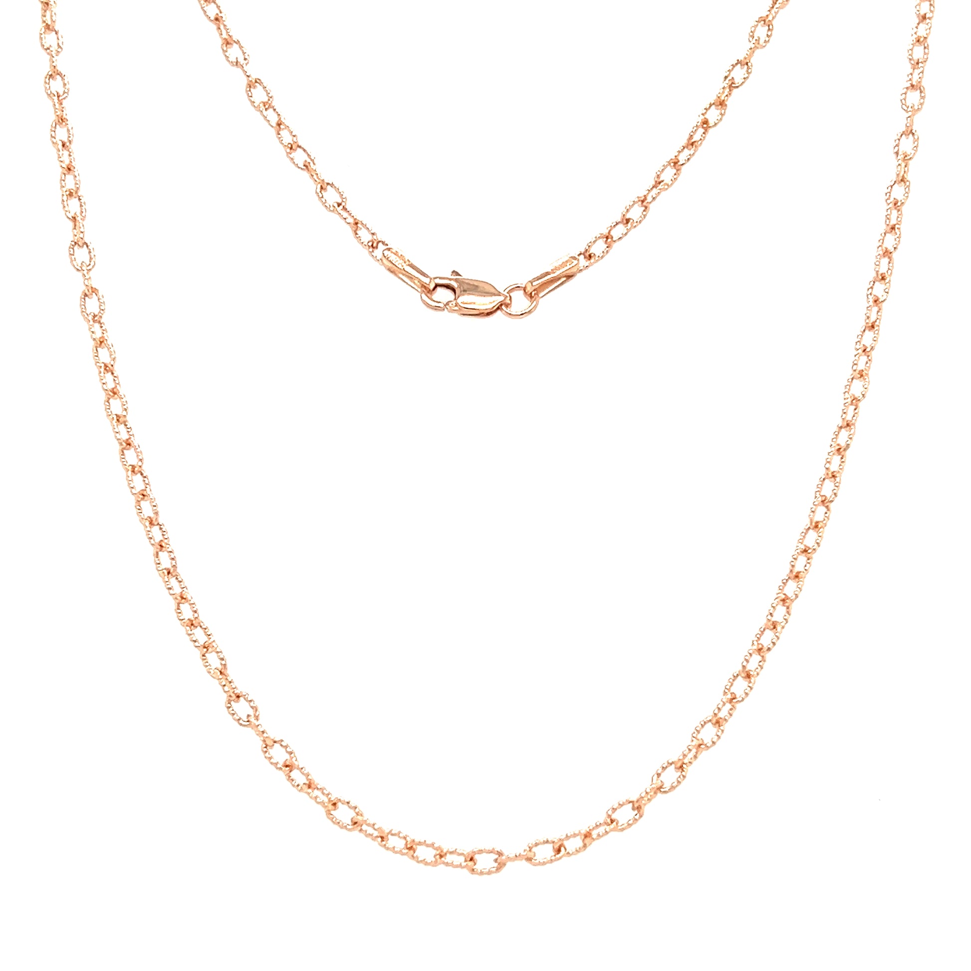 Fancy Rolo Chain 2.3mm with 18in of Length in 14K Rose Gold Full Chain View