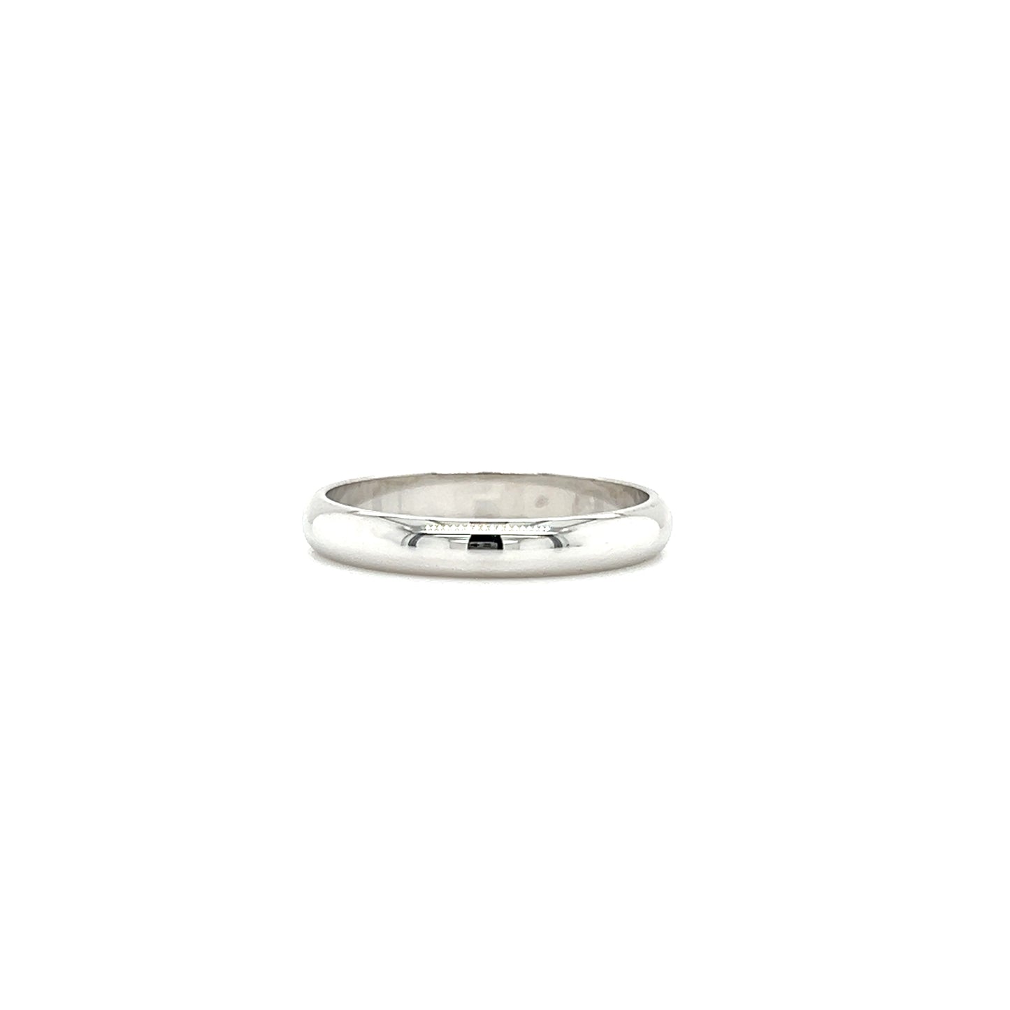 Half Round 3mm Ring in 14K White Gold Front View