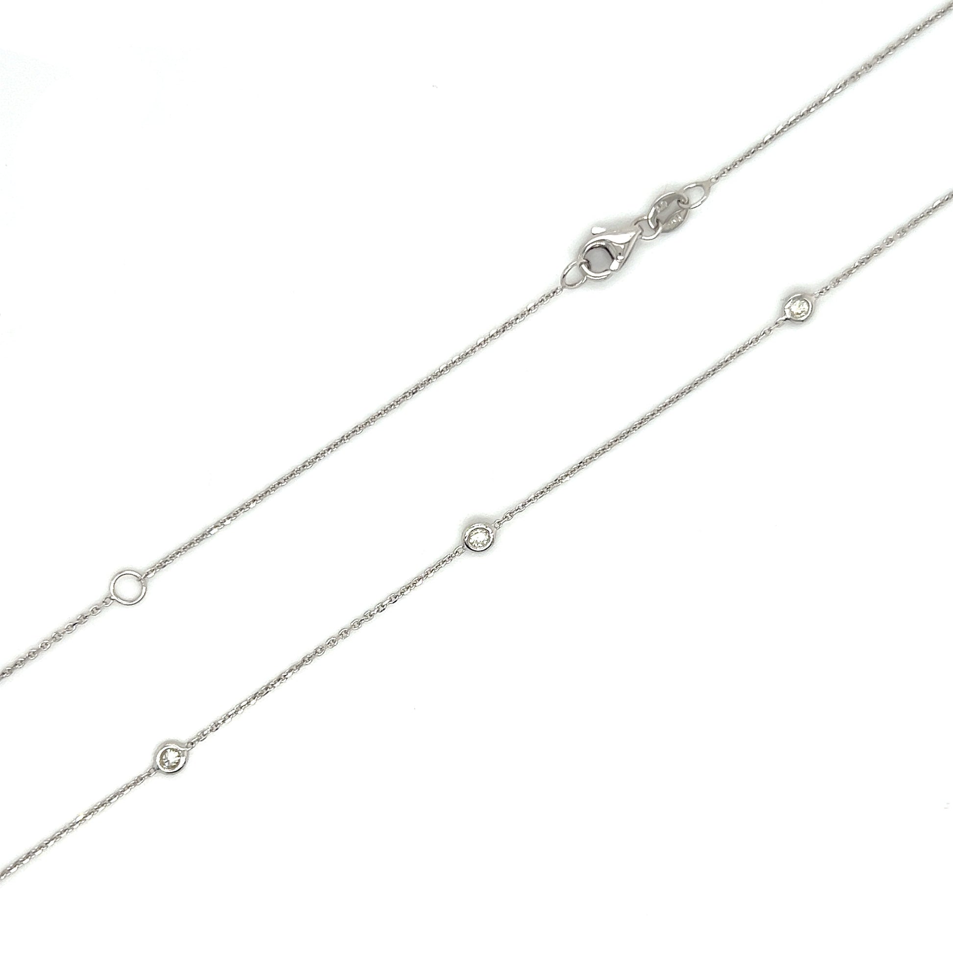 Diamond Station Necklace with 0.25ctw of Diamonds in 14K White Gold. Clasp and Diamonds View