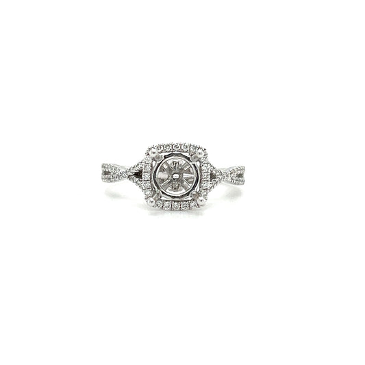 Cross Over Diamond Ring Setting with 0.3ctw of Diamonds in 14K White Gold Front View