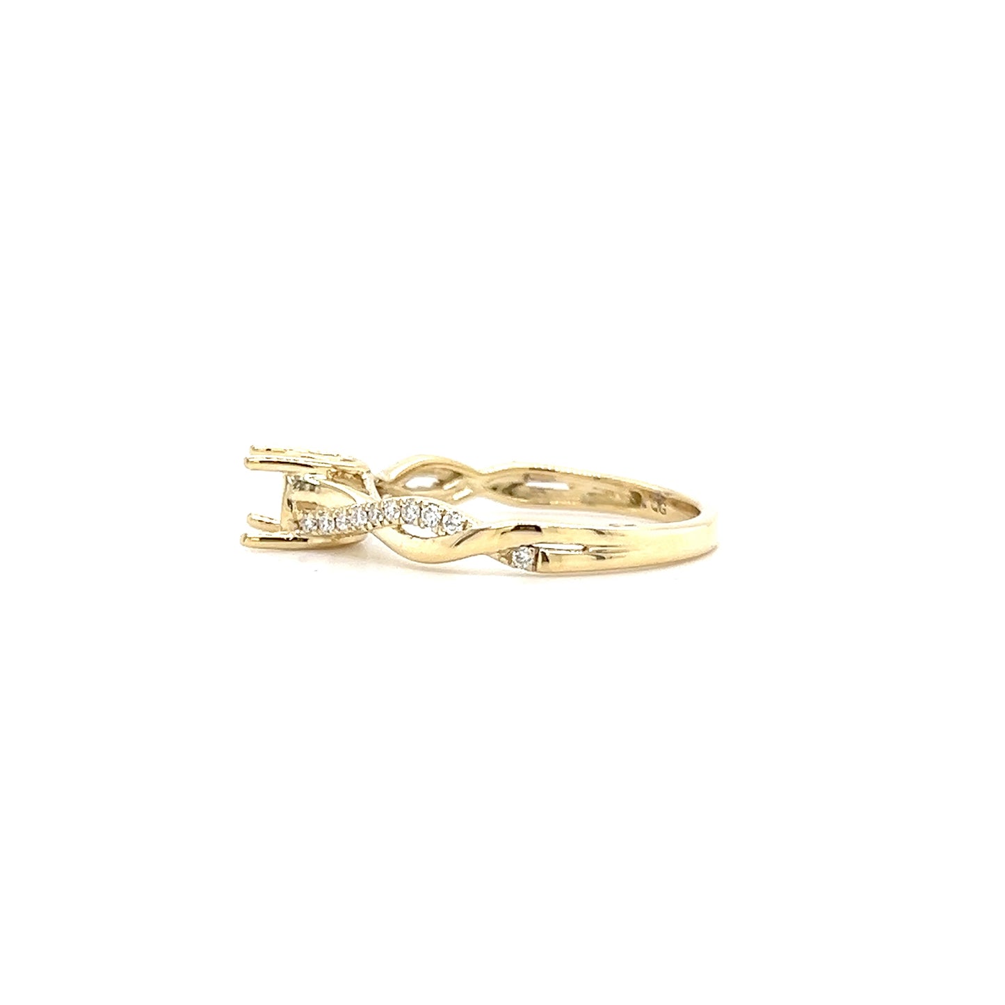 Criss Cross Ring Setting with 0.12ctw of Diamonds in 14K Yellow Gold Right Side View